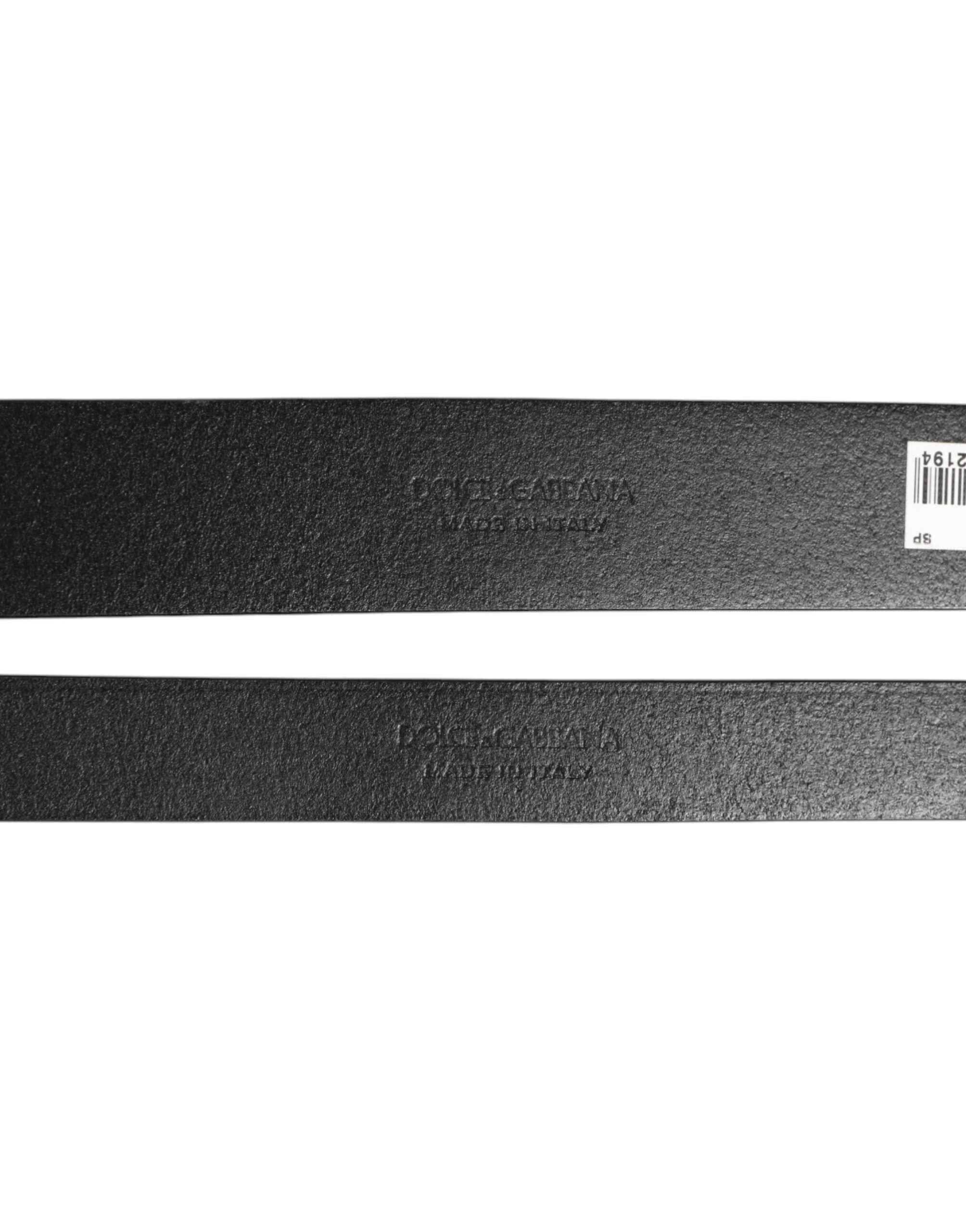 Dolce & Gabbana Black Double Strap Leather Brass Buckle Belt