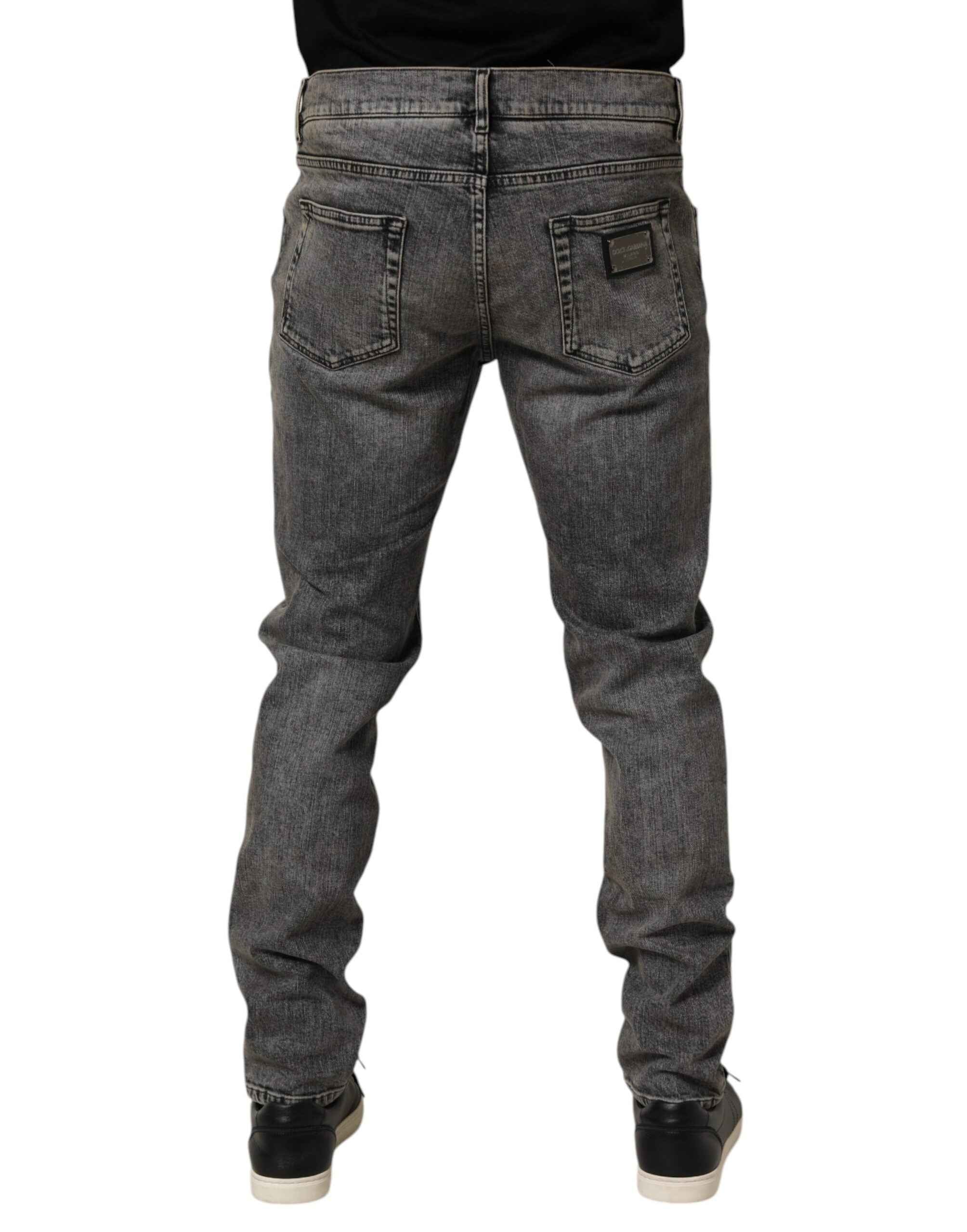 Dolce & Gabbana Gray Cotton Stretch Slim Fit Men Denim Jeans