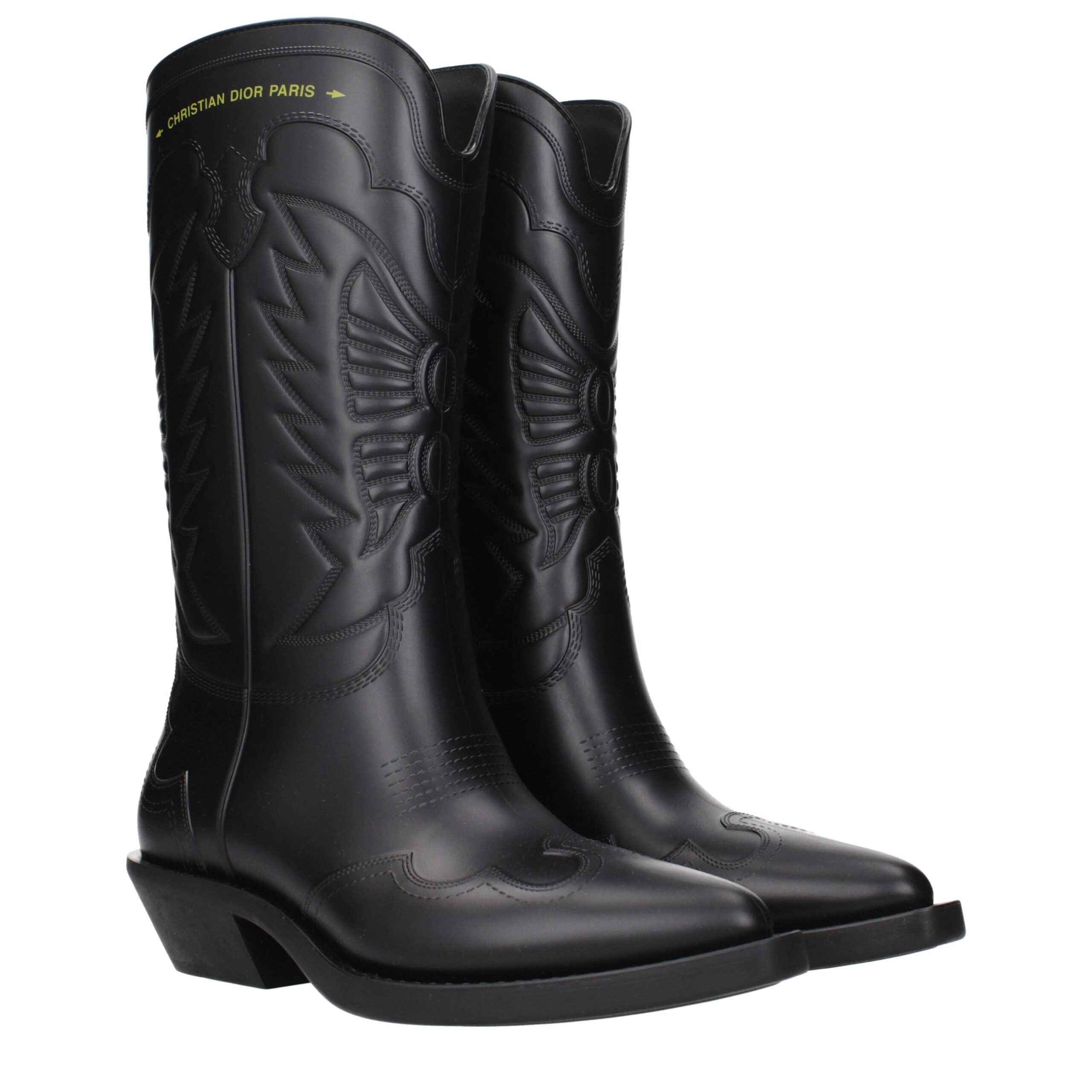 Christian Dior Black Cotton Boots