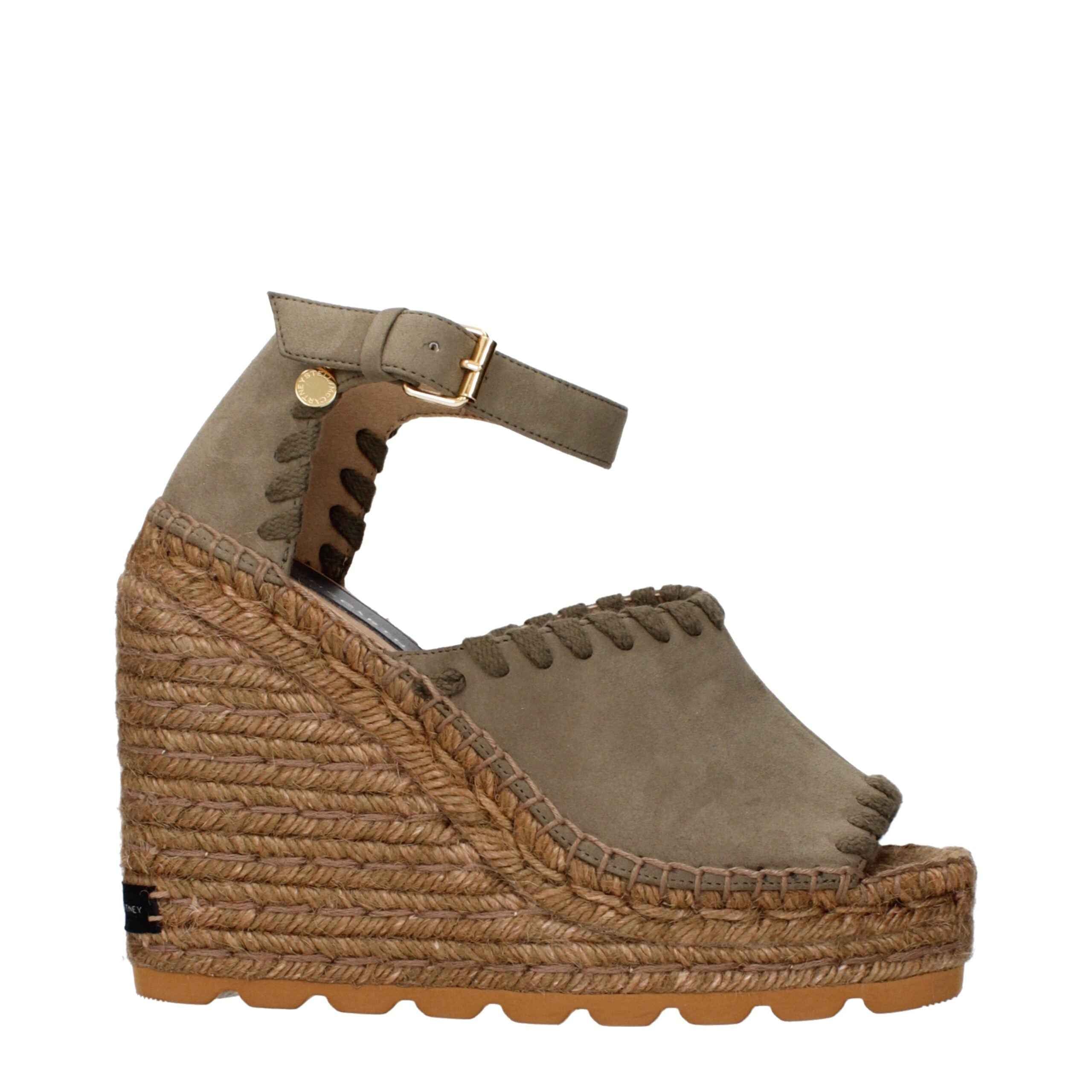 Stella McCartney Green Leather Wedge Sandals