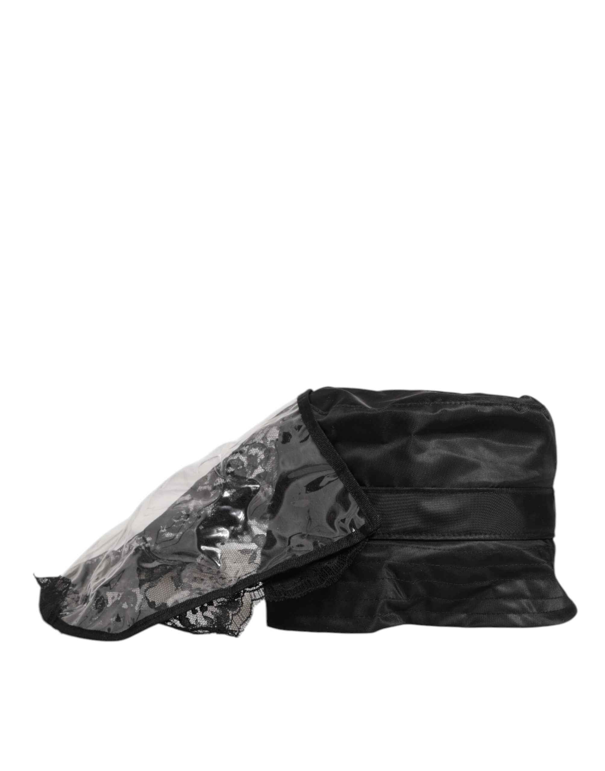 Dolce & Gabbana Black PVC Wide Brim Men Bucket Capello Hat