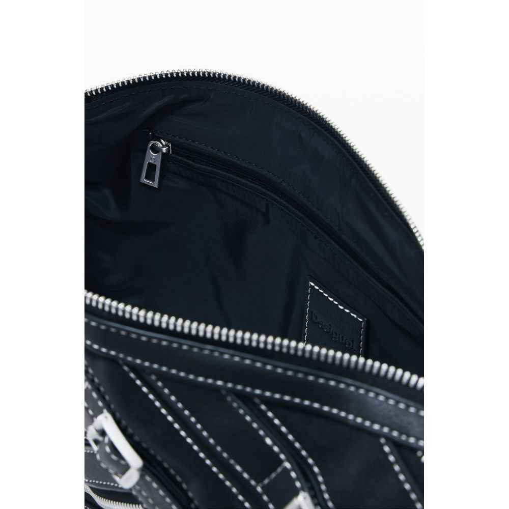 Desigual Nero Poliuretano Women Shoulder Bag