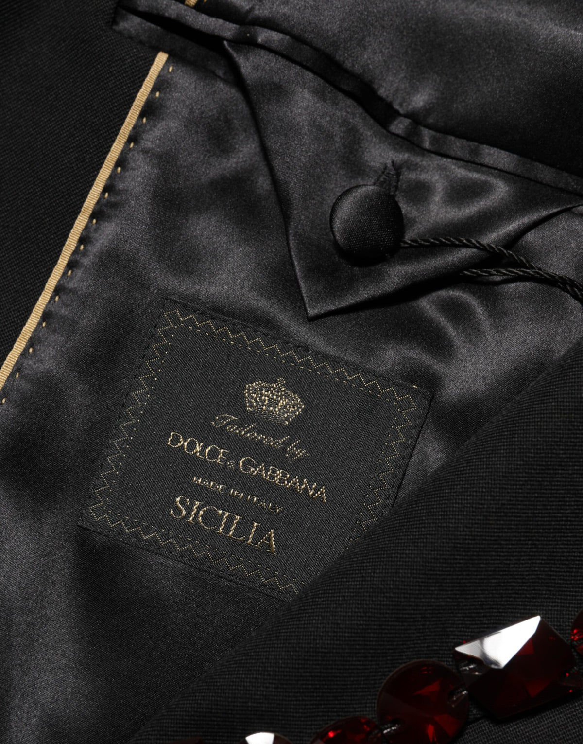 Dolce & Gabbana Black SICILIA Crystal Embellished Men Blazer