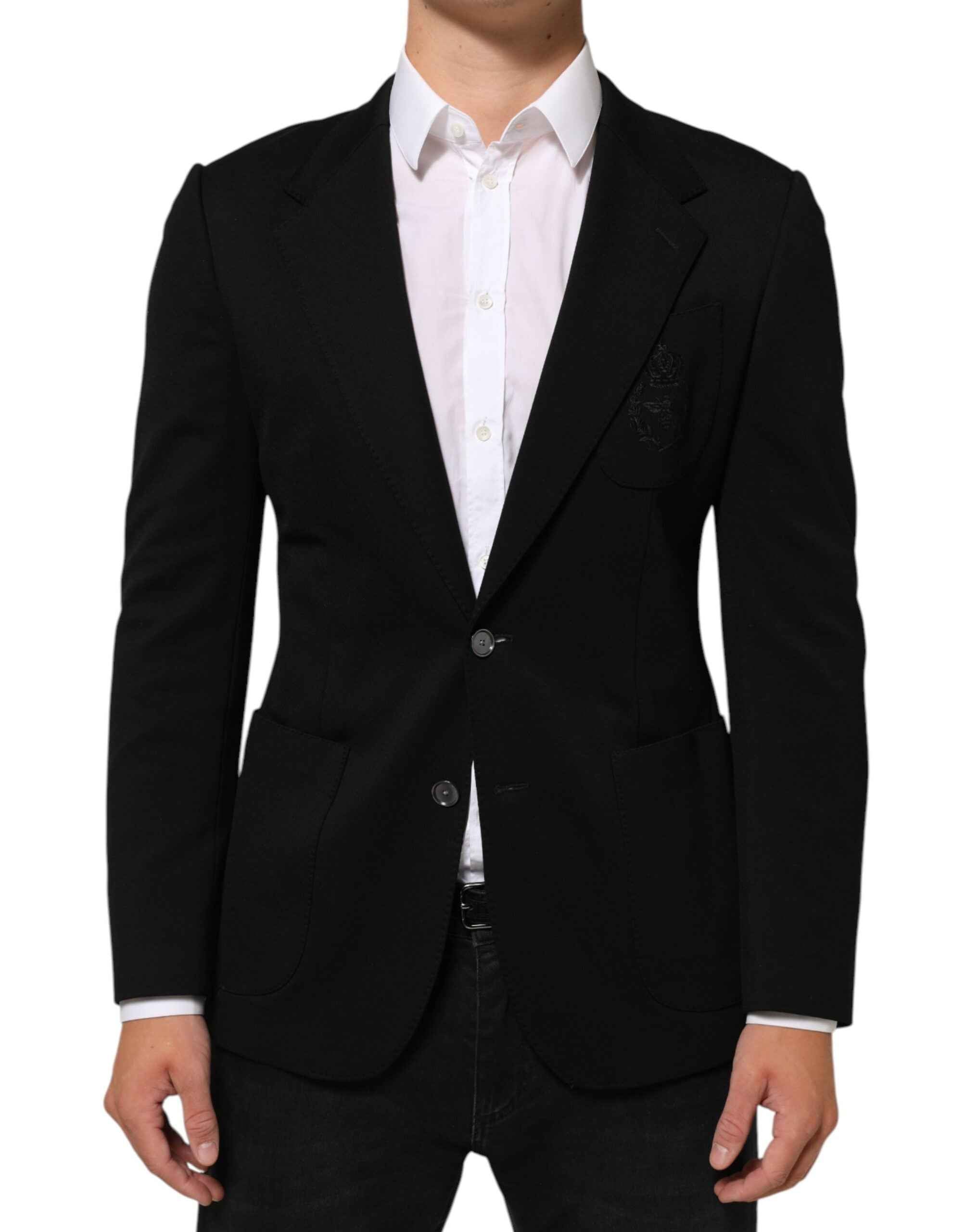 Dolce & Gabbana Black Viscose 2 Buttons Suit Jacket Blazer