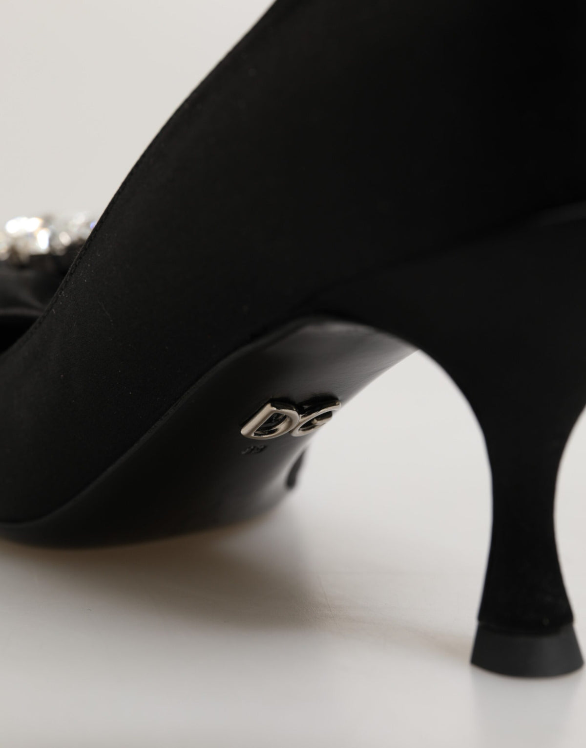 Dolce & Gabbana Black Satin Bow Crystal Embellishment Pumps Shoes