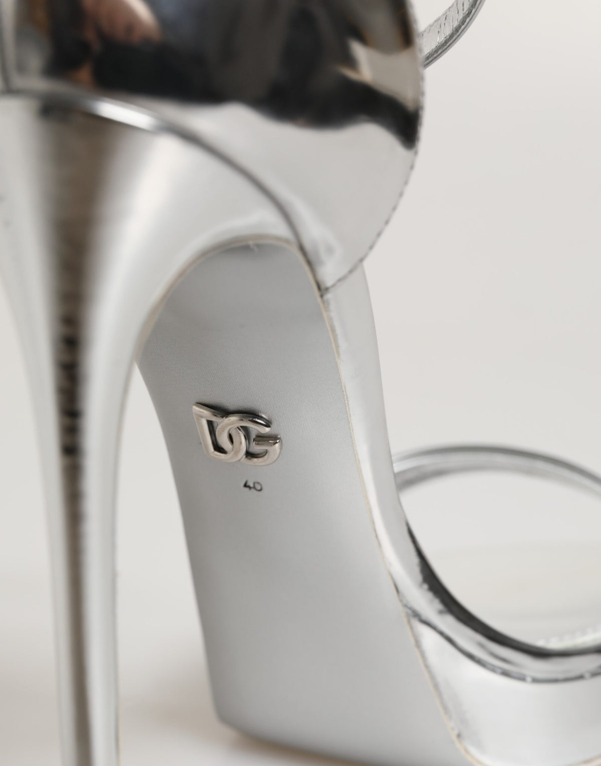 Dolce & Gabbana Silver Leather Platform Keira Sandals Shoes