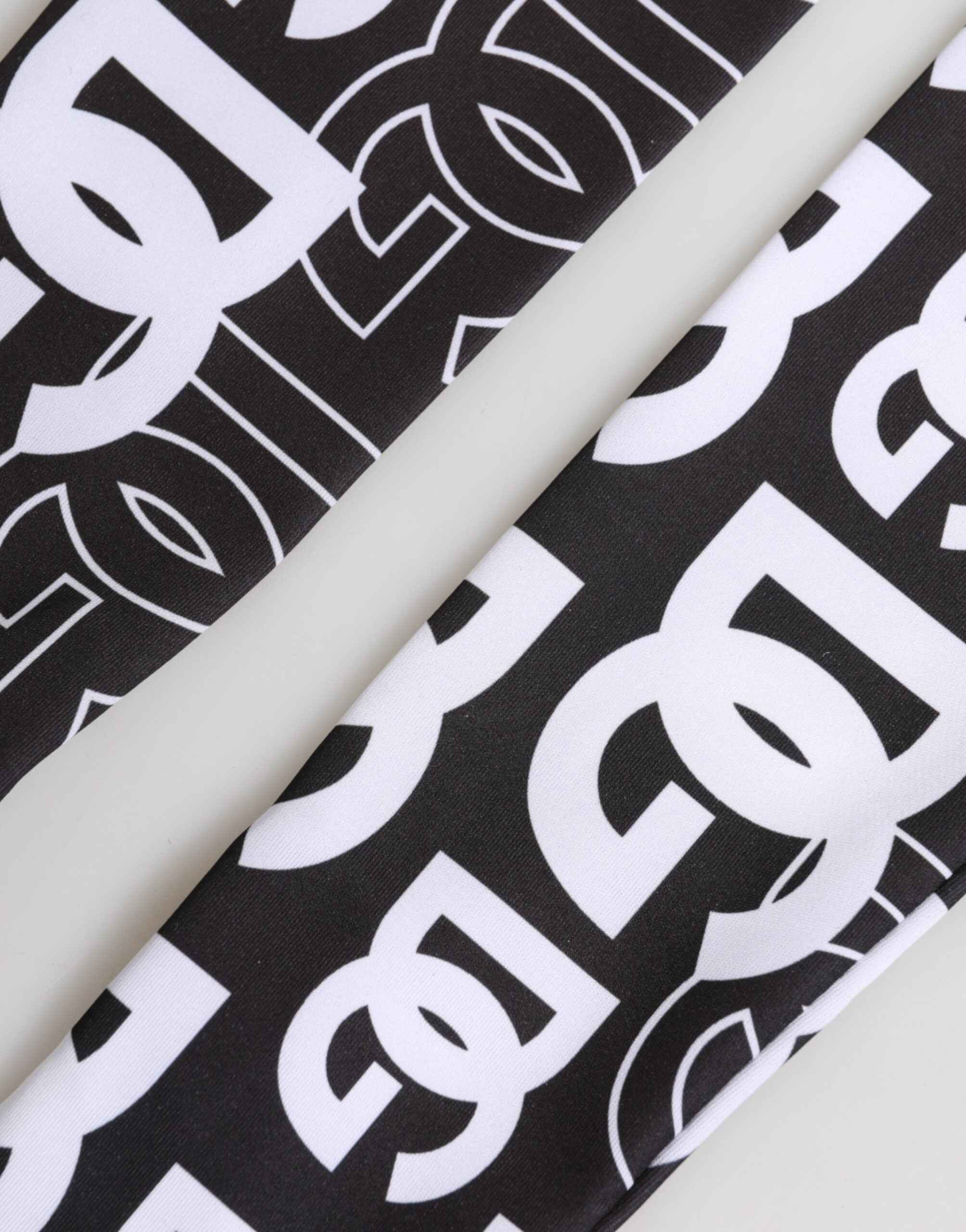 Dolce & Gabbana Black White DG Logo Elbow Length Mitten Gloves