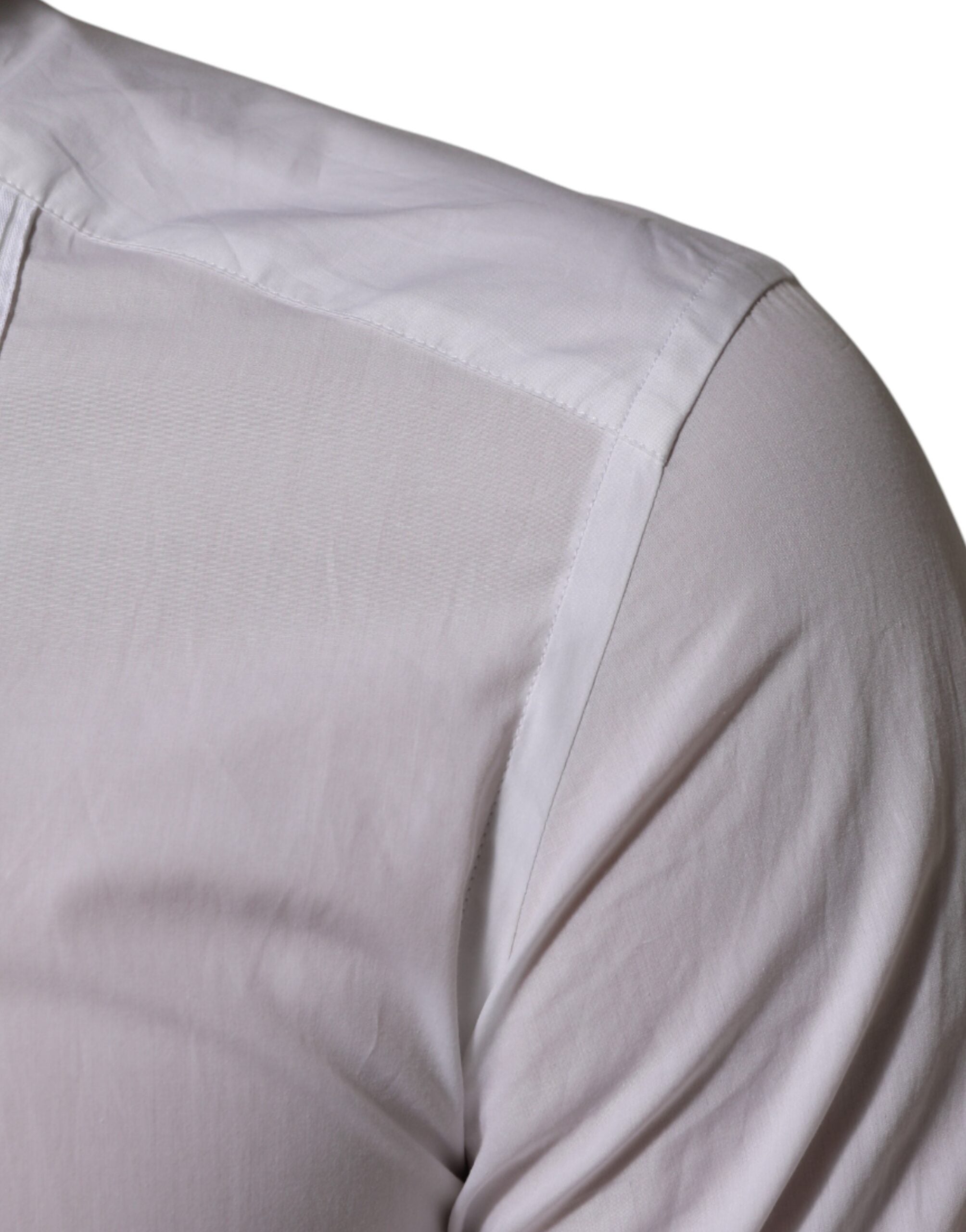 Dolce & Gabbana White Cotton Collared Long Sleeve GOLD Dress Shirt