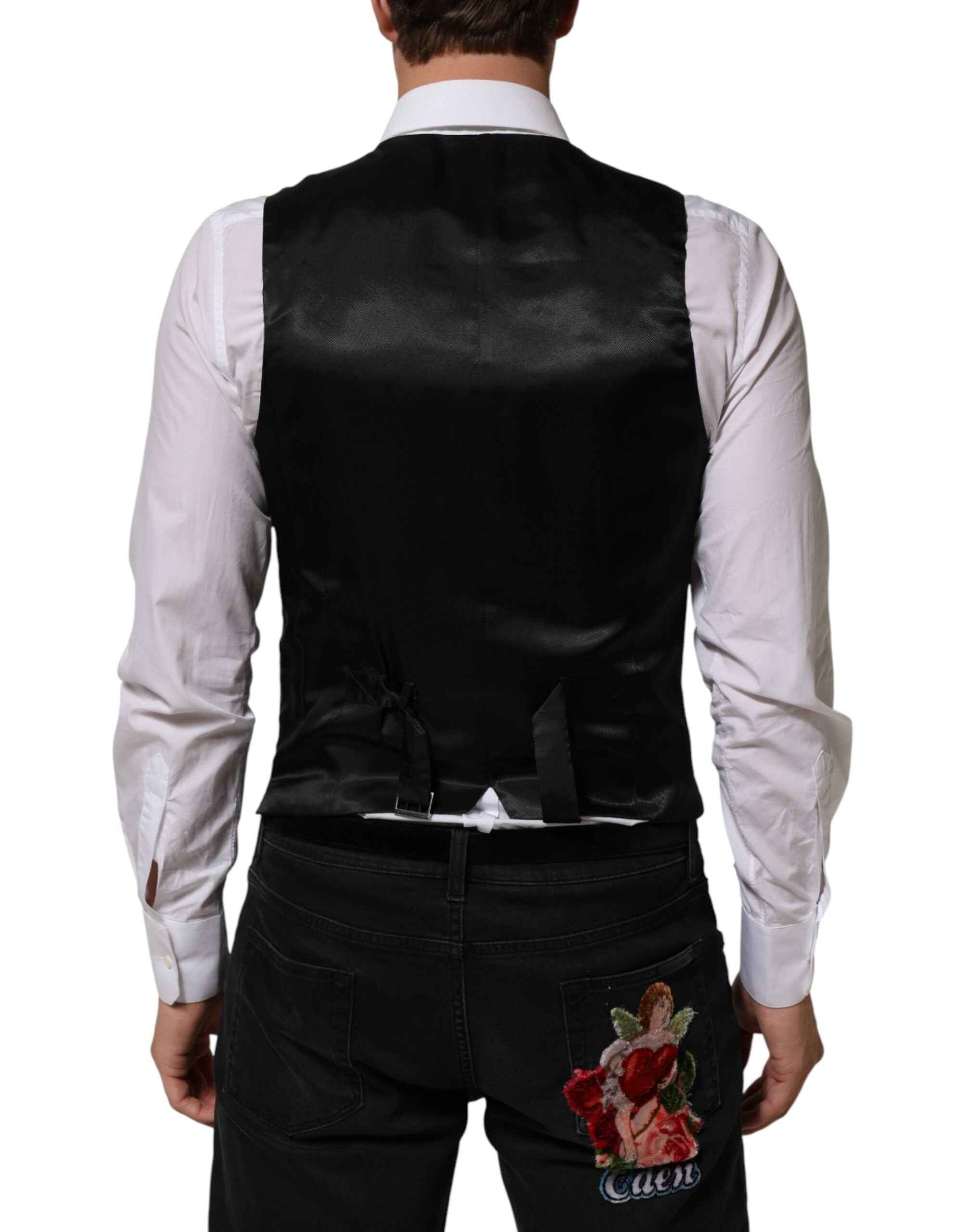 Dolce & Gabbana Black Polyester Dress Formal Waistcoat Vest