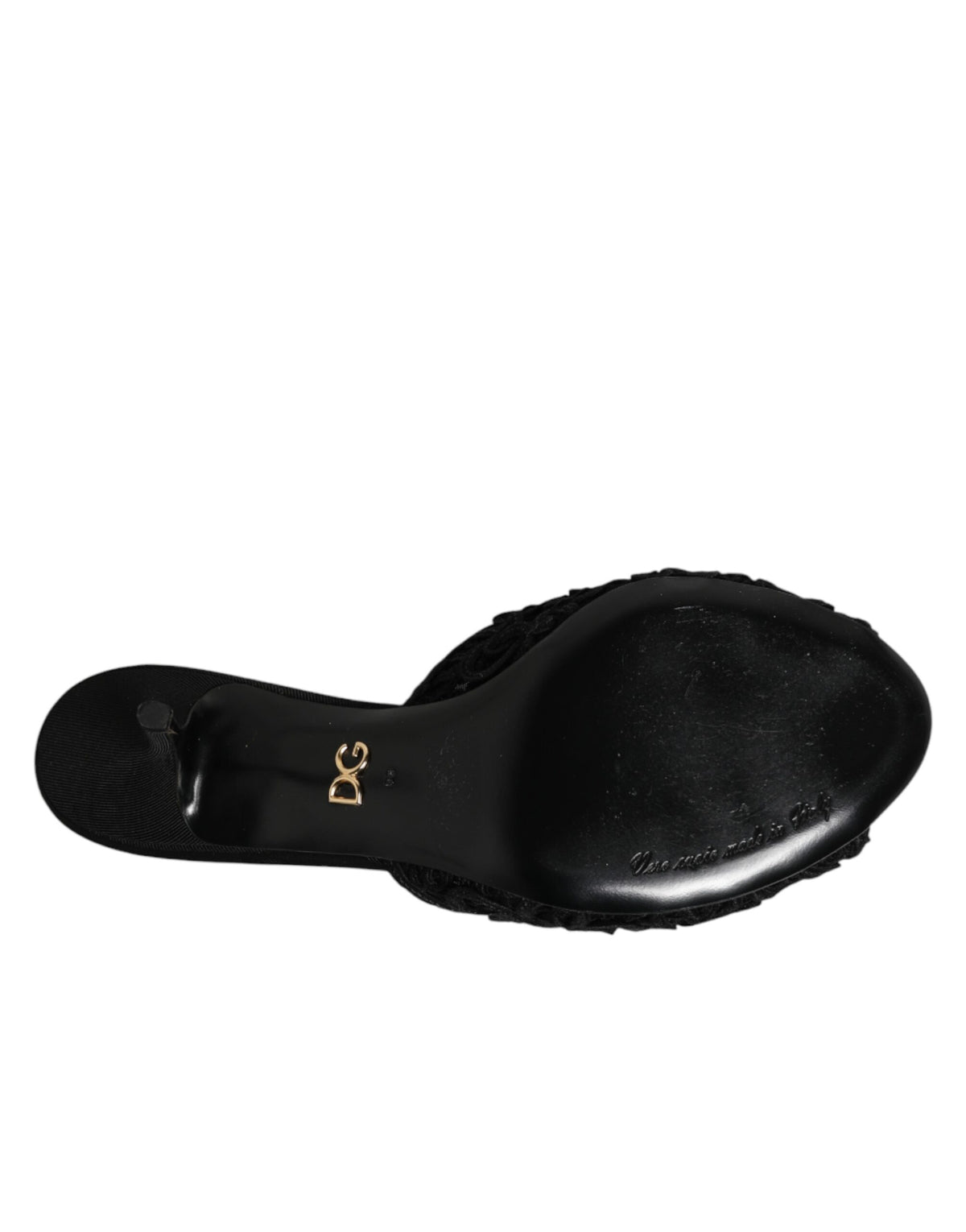 Dolce & Gabbana Black Embroidered Slip On Heels Slides Shoes