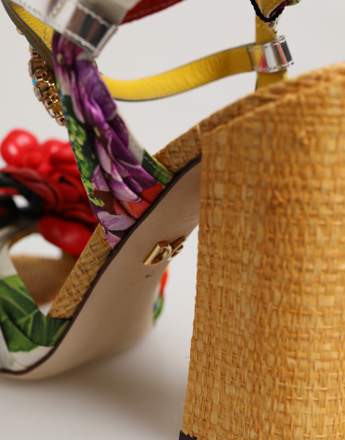 Dolce & Gabbana Multicolor Floral Crystal Embellished Sandals Shoes