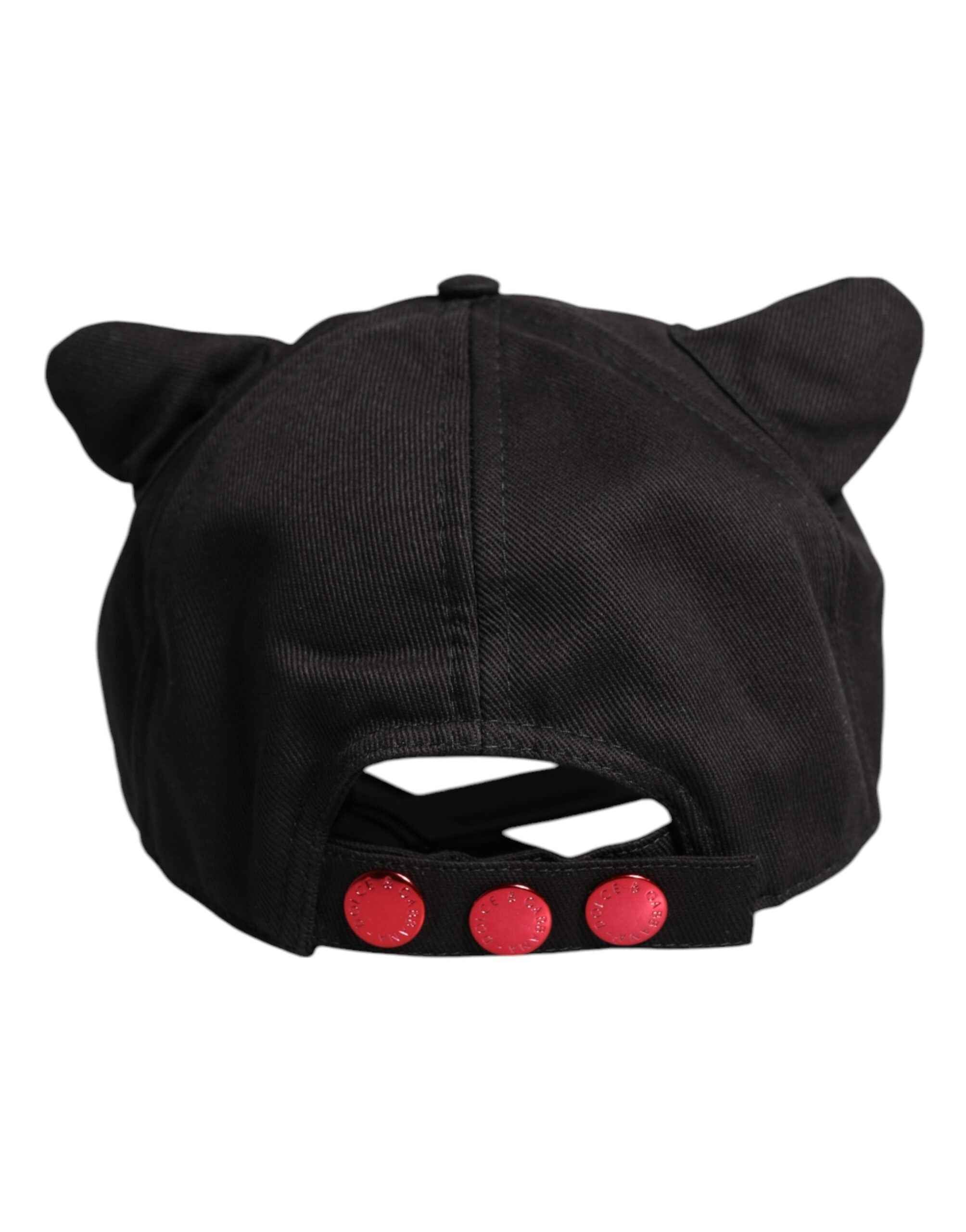 Dolce & Gabbana Black Cotton Logo Patch 6 Panels Baseball Cap Hat