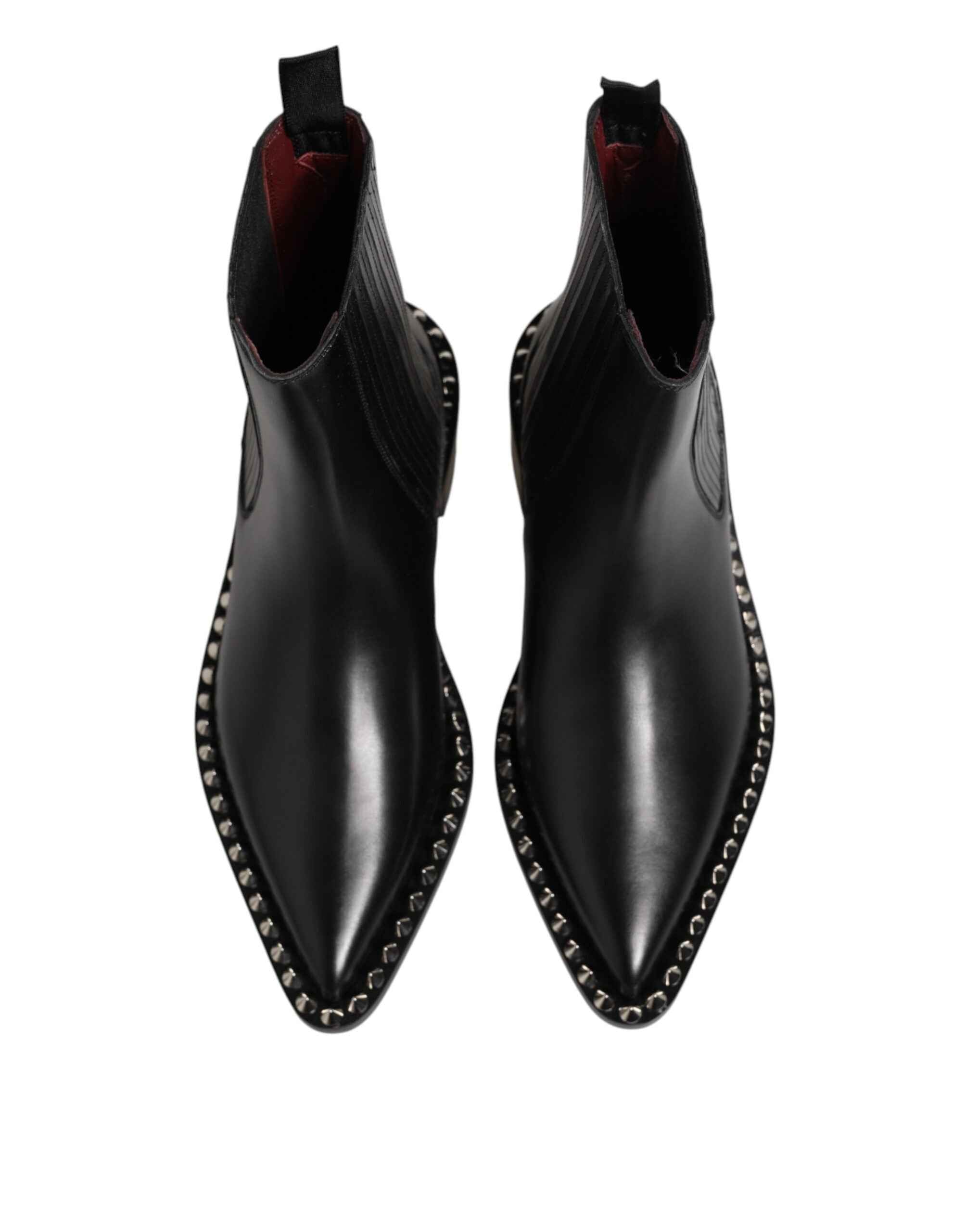 Dolce & Gabbana Black Studded Chelsea Short Ankle Boots Shoes