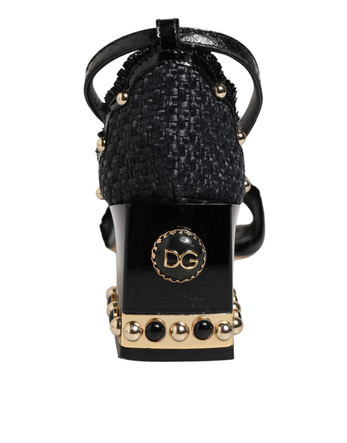 Dolce & Gabbana Black Studded Ankle Strap Sandals Shoes