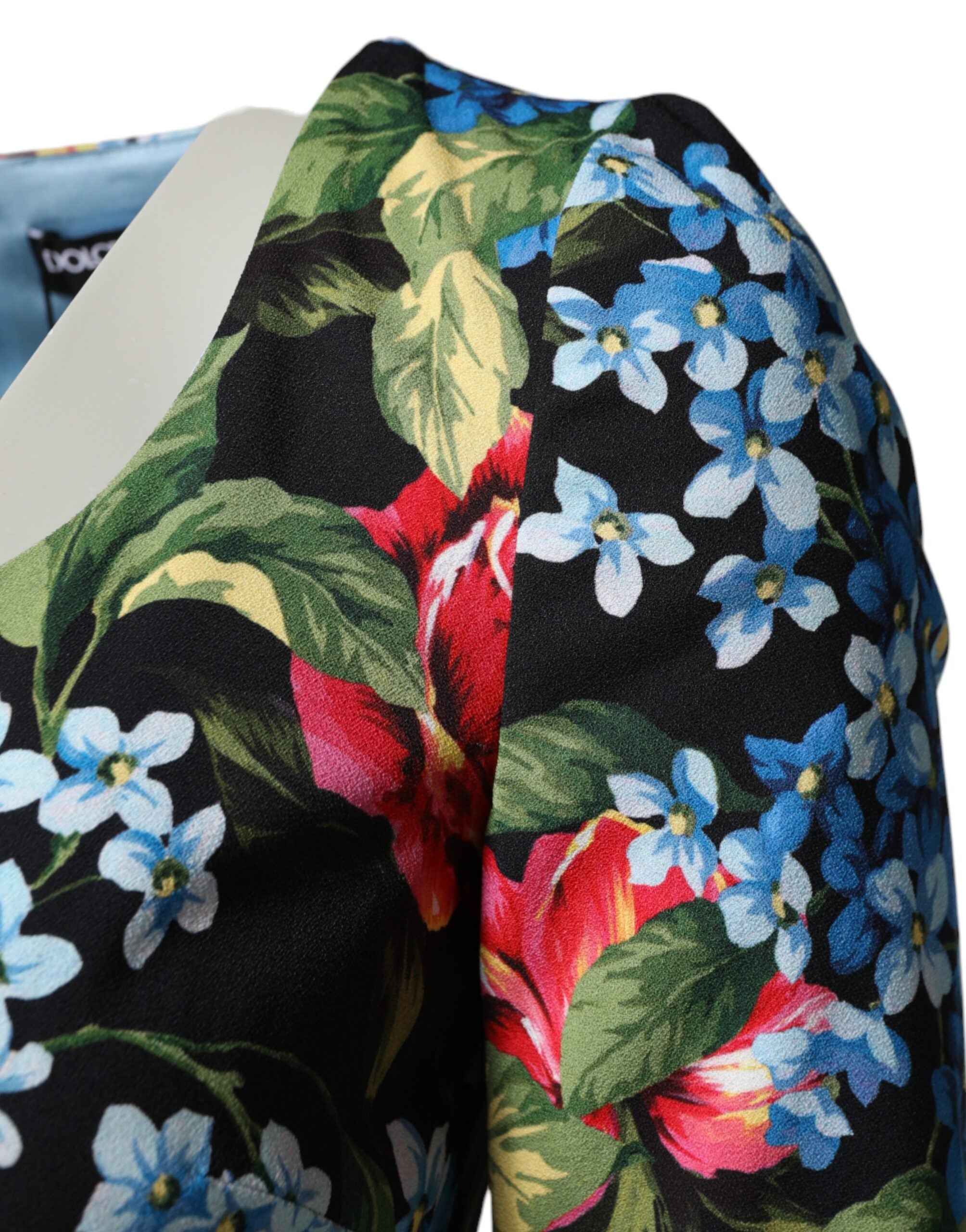 Dolce & Gabbana Black Floral Print Viscose Sheath Midi Dress