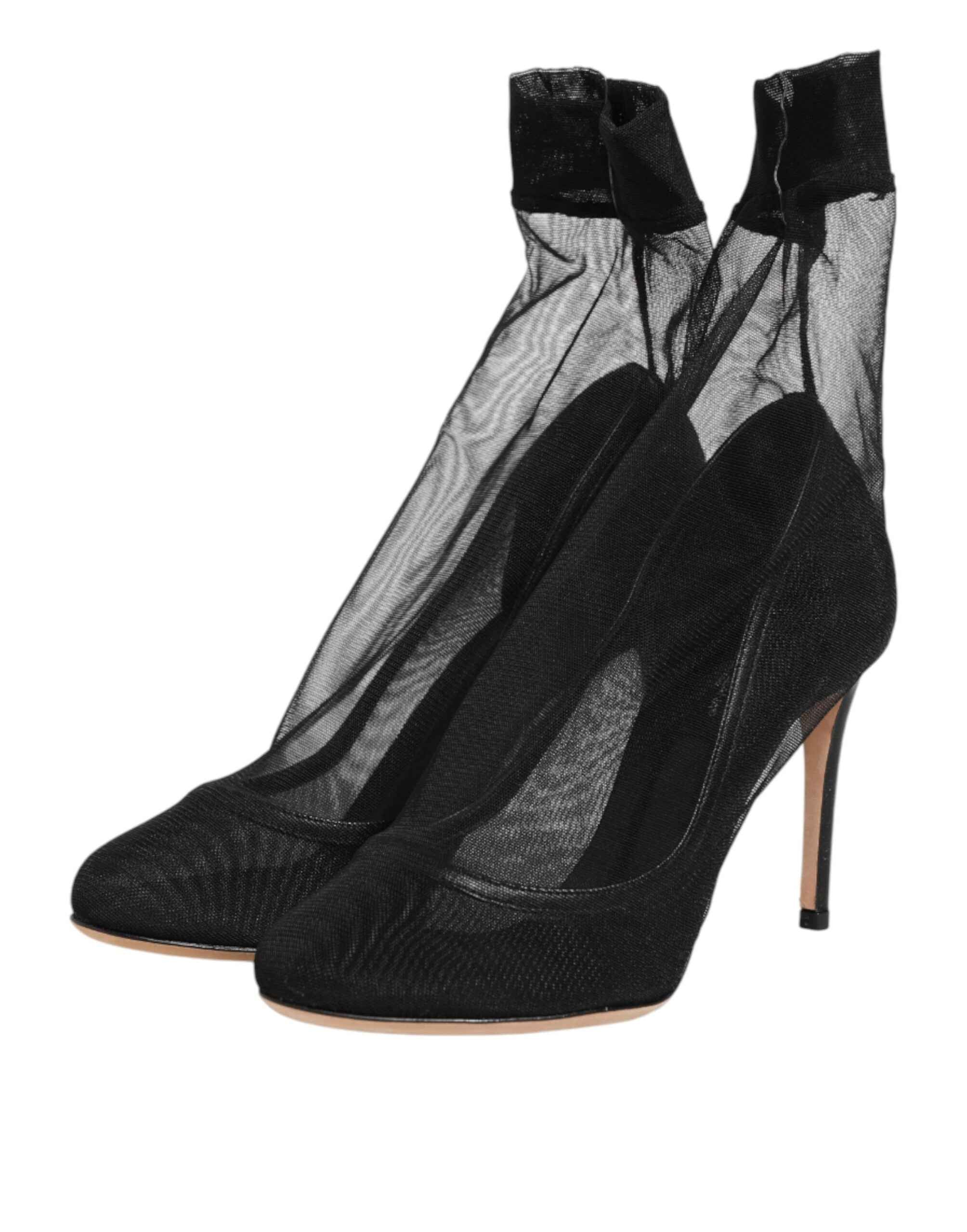 Dolce & Gabbana Black Nylon Stretch Mesh Sock Boots Shoes
