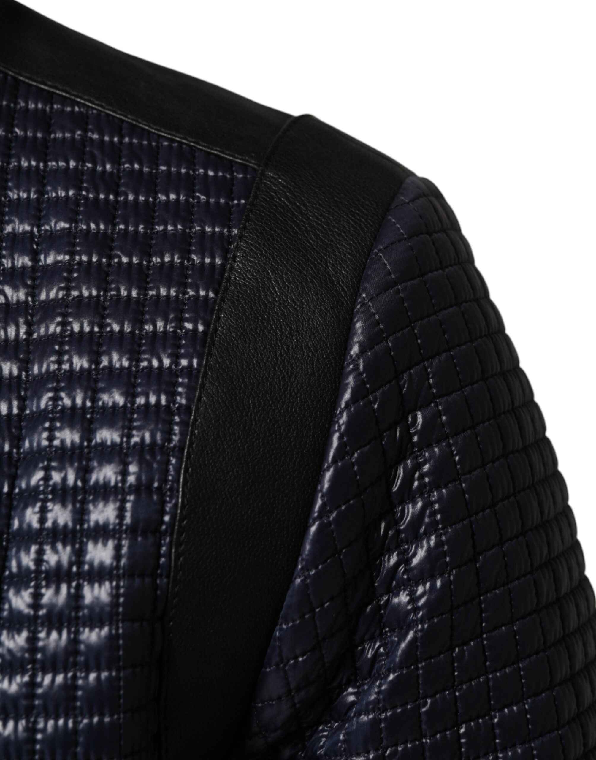 Dolce & Gabbana Blue Nylon Full Zip Bomber Men Jacket