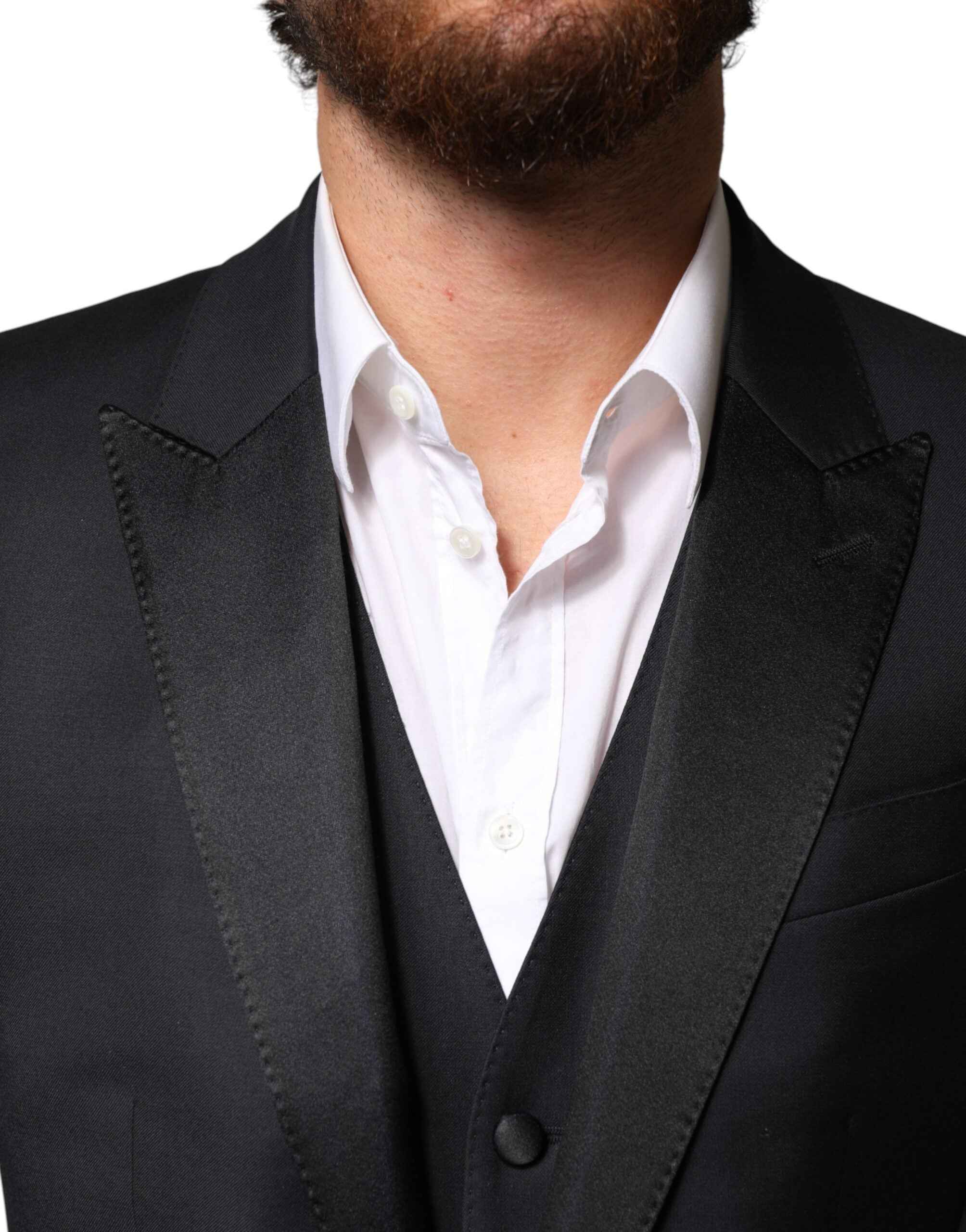 Dolce & Gabbana Black Wool Single Breasted 3 Piece Men Suit