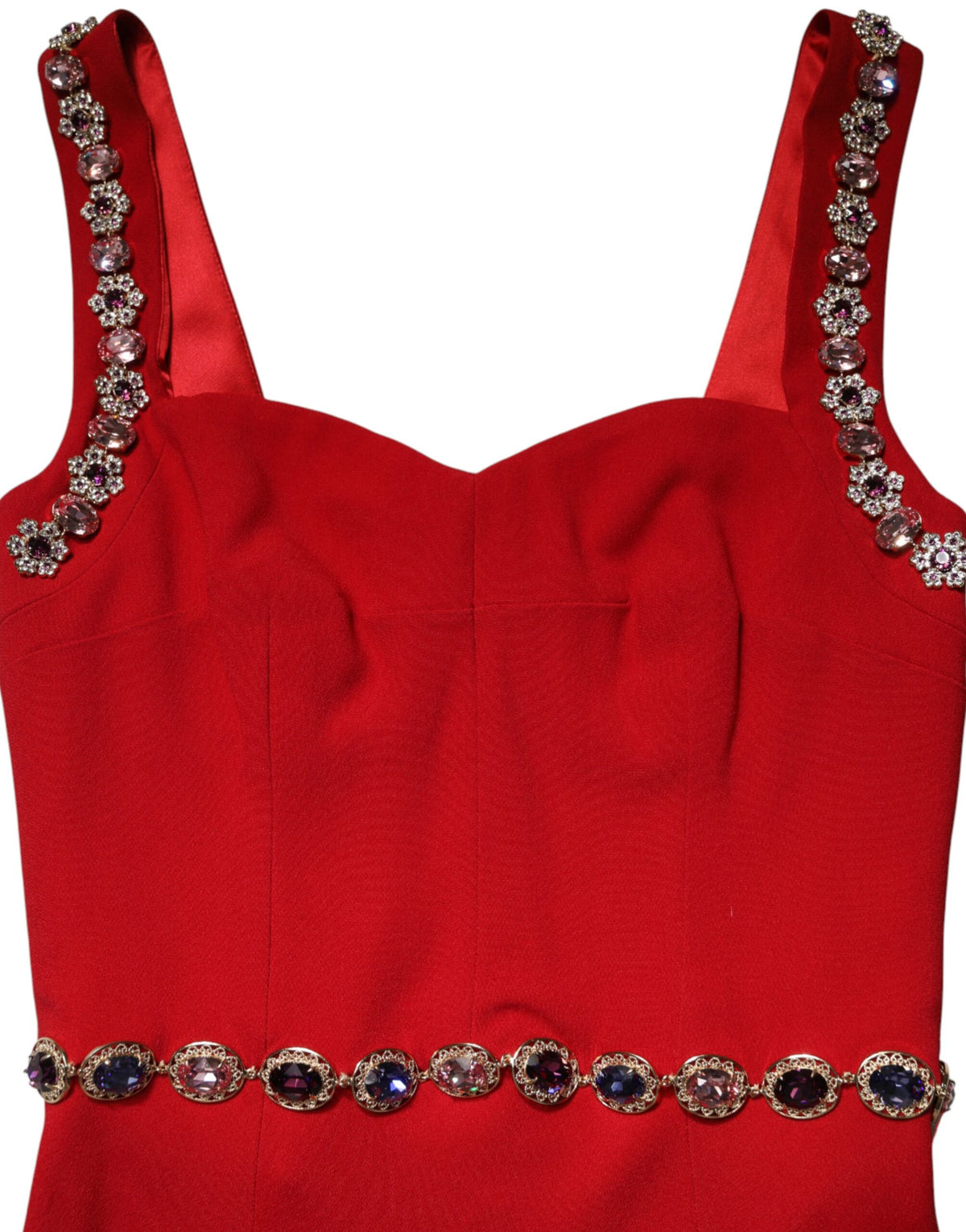 Dolce & Gabbana Red Embellished Sheath Mermaid Gown Dress