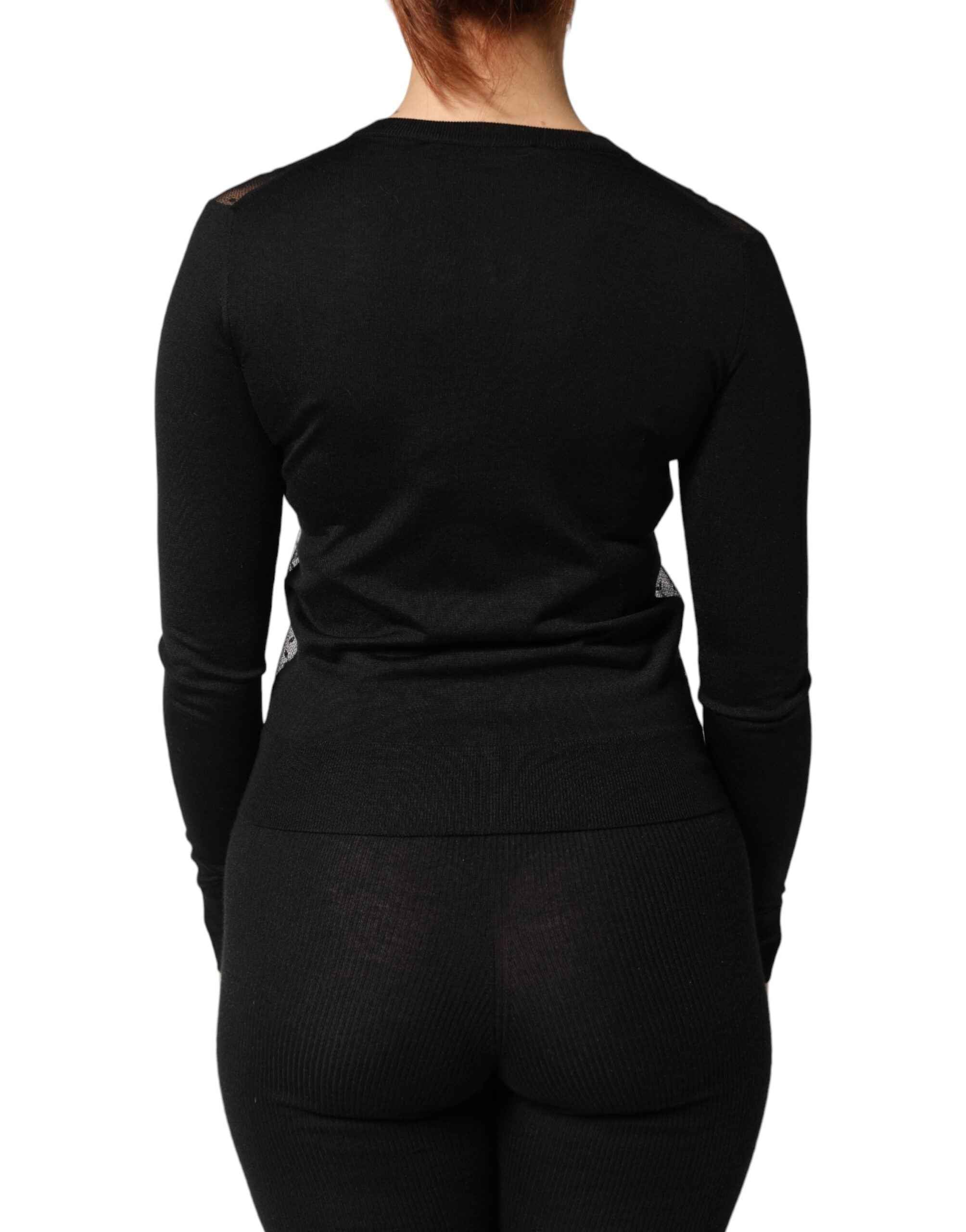 Dolce & Gabbana Black Sheer Button Down Cardigan Sweater