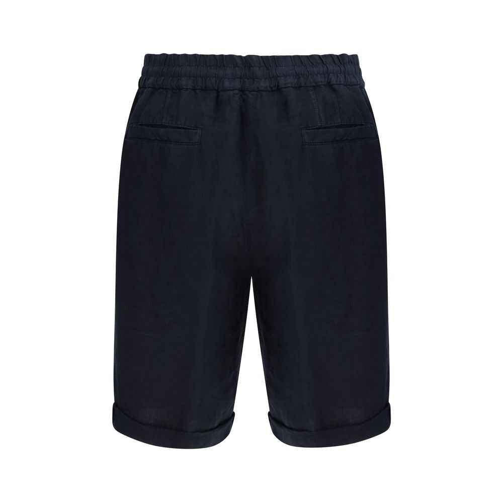 Brunello Cucinelli Blue Linen Bermuda Shorts