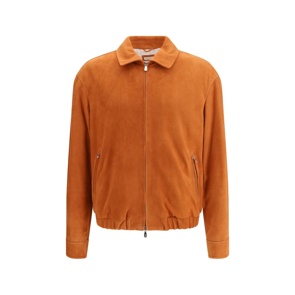 Brunello Cucinelli Red Calf Leather Bos Taurus Leather Jacket