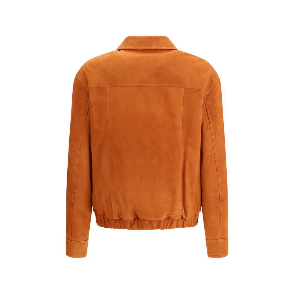 Brunello Cucinelli Red Calf Leather Bos Taurus Leather Jacket