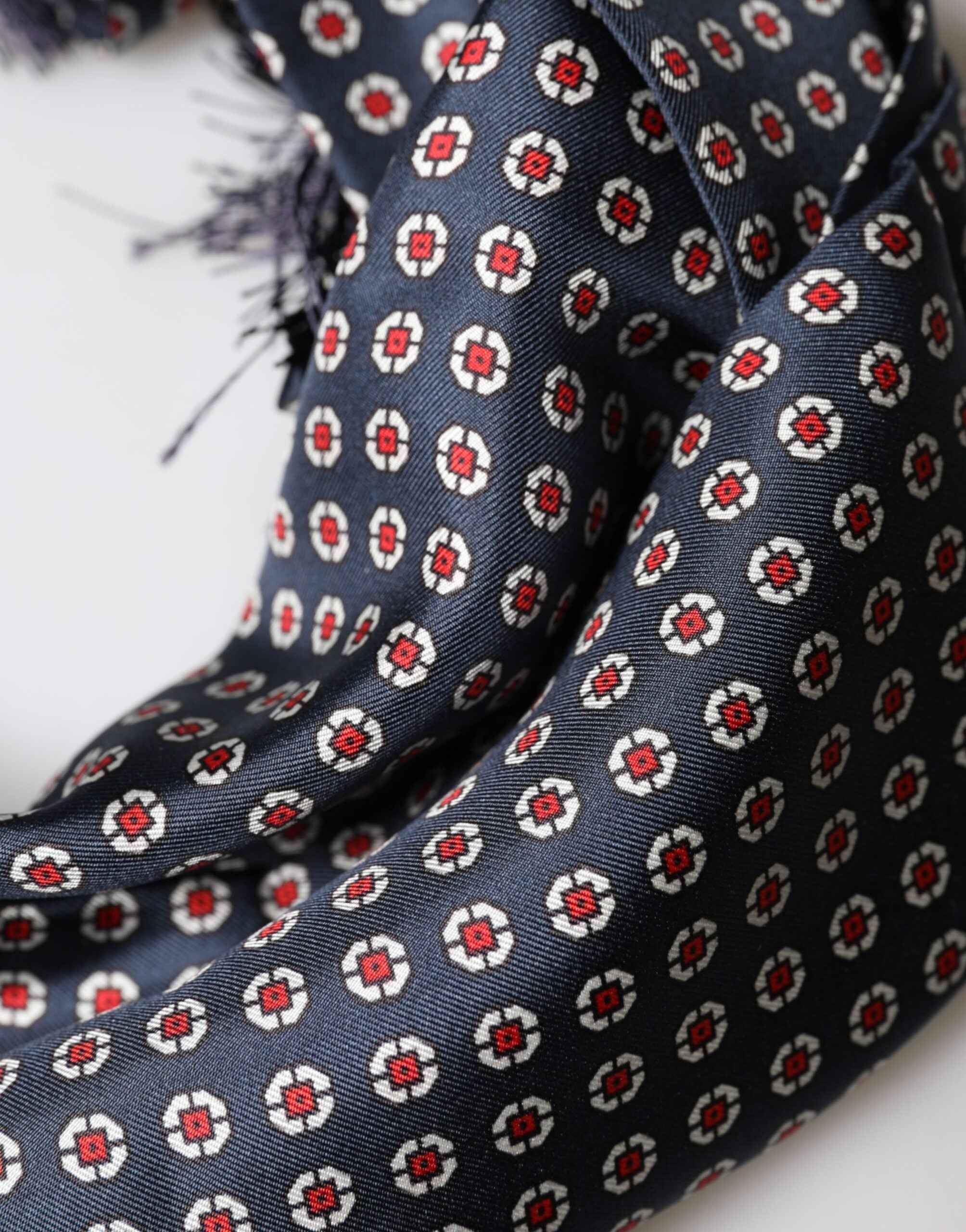 Dolce & Gabbana Black Patterned Fringes Neck Foulard Scarf