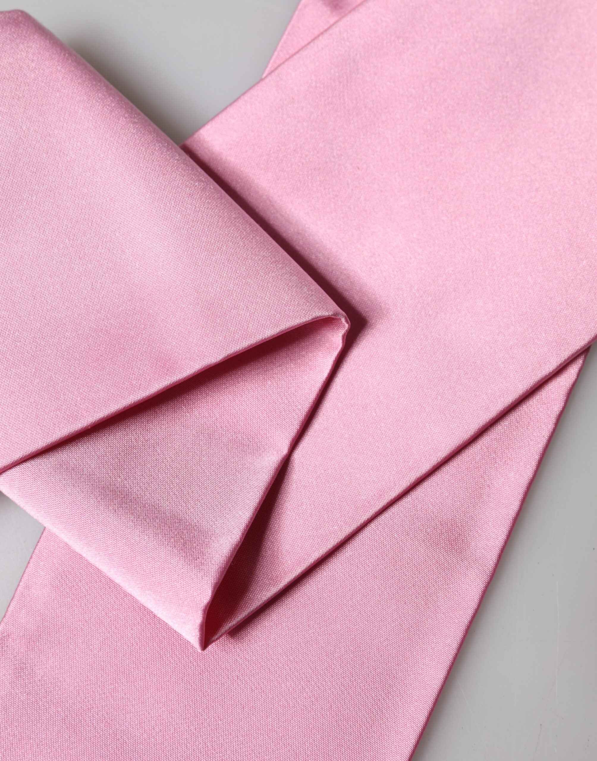 Dolce & Gabbana Pink Silk Fringes Neck Wrap Foulard Scarf