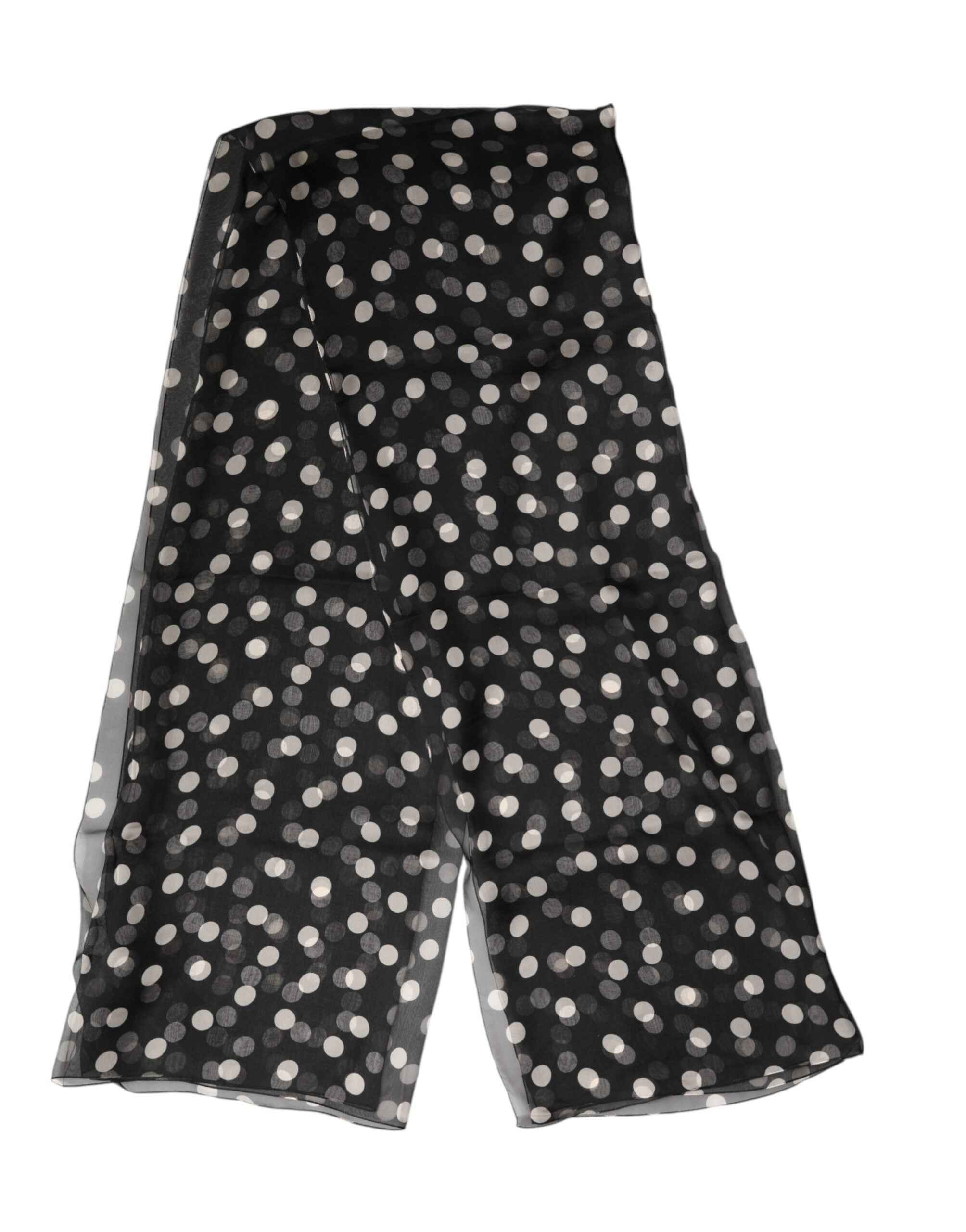 Dolce & Gabbana Black Polka Dot Silk Neck Wrap Shawl 205cm x 137cm Scarf