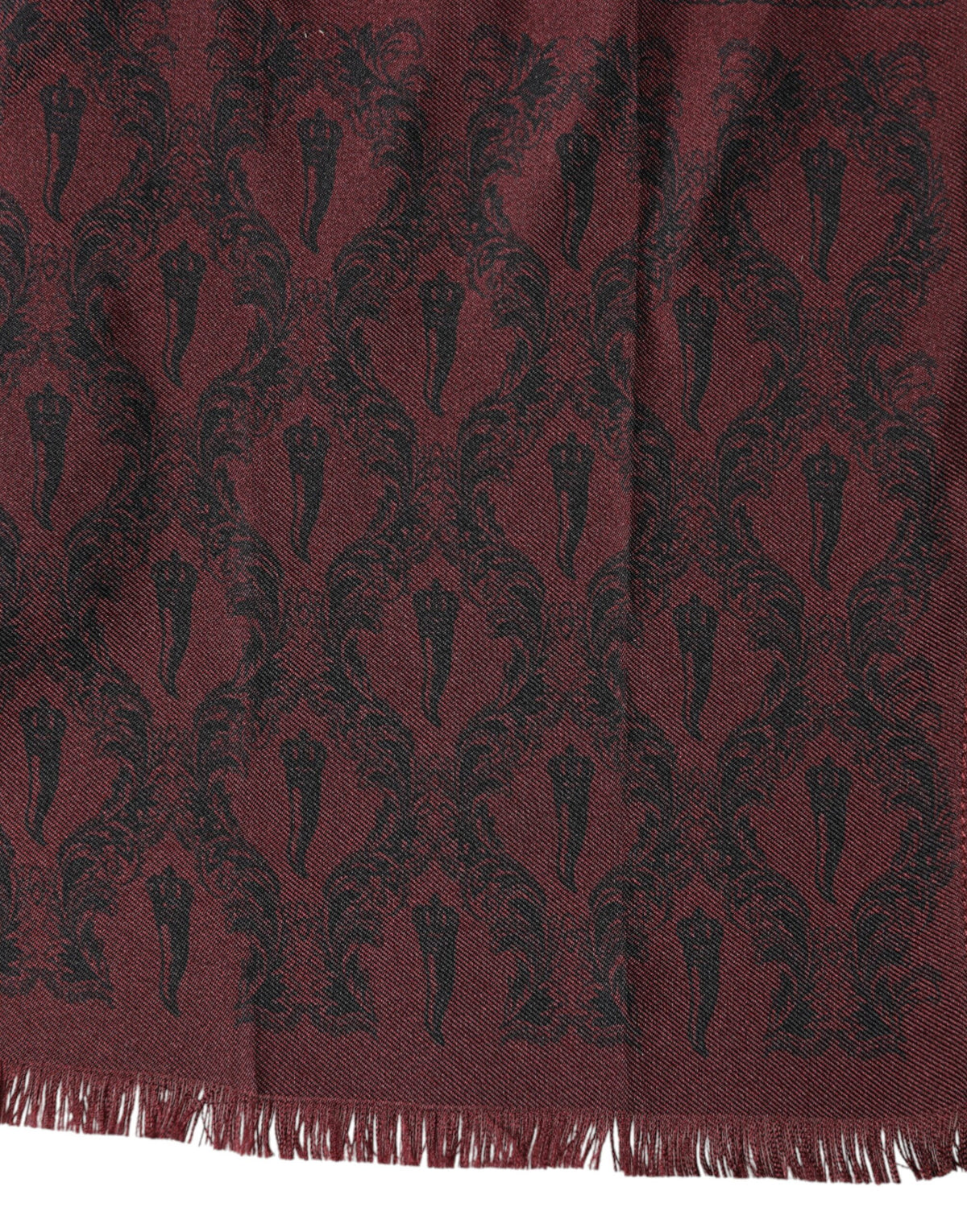 Dolce & Gabbana Maroon Patterned Silk Wrap Foulard Men 133cm x 22cm Scarf