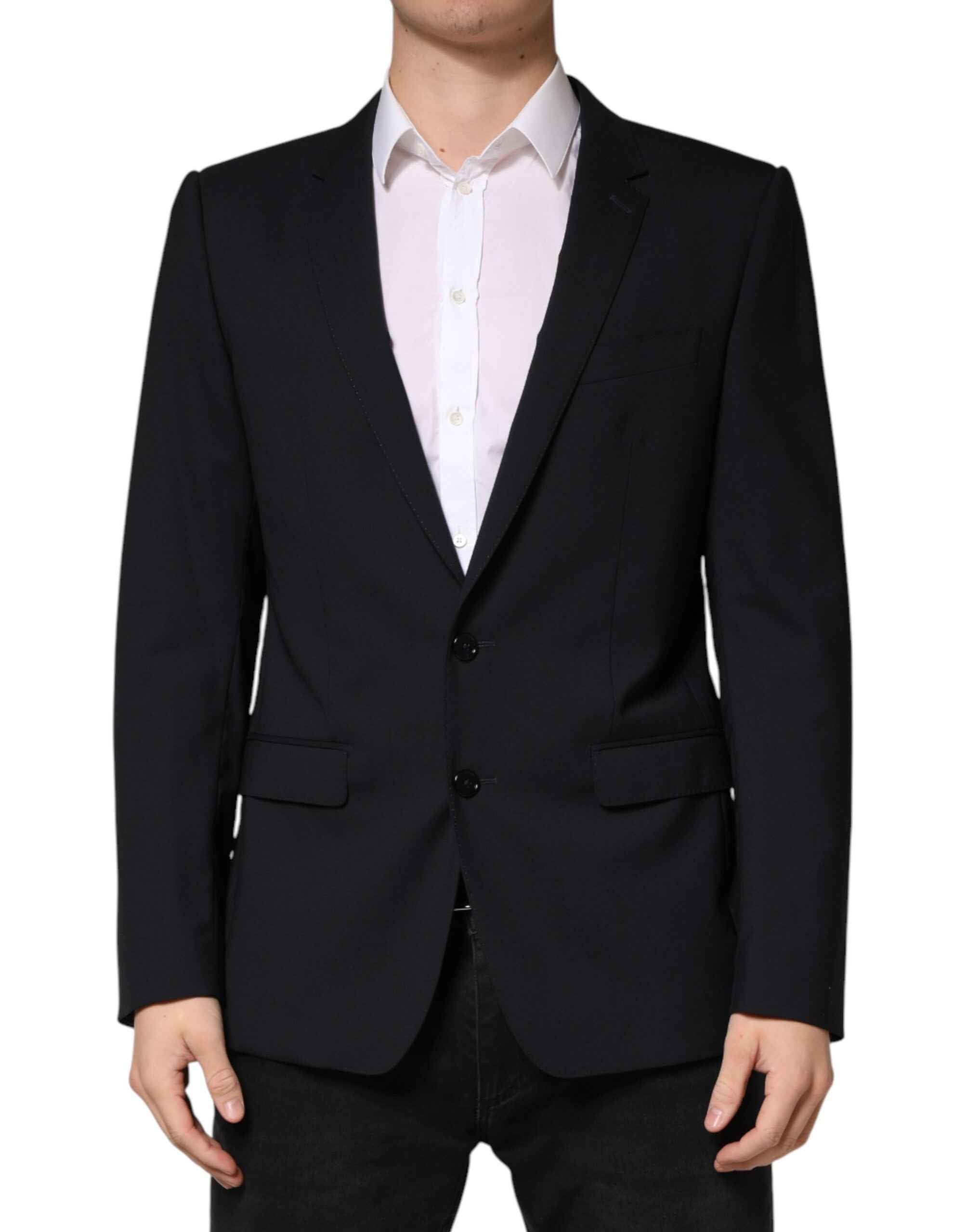 Dolce & Gabbana Dark Blue Wool Single Breasted 2 Button Blazer