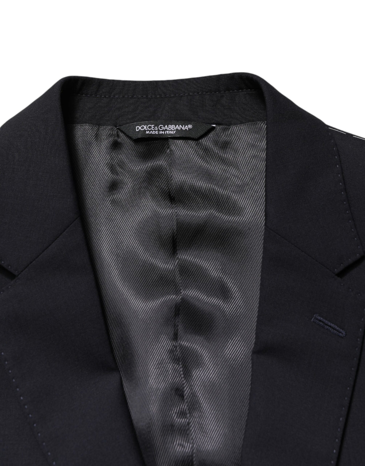 Dolce & Gabbana Dark Blue Wool Single Breasted 2 Button Blazer