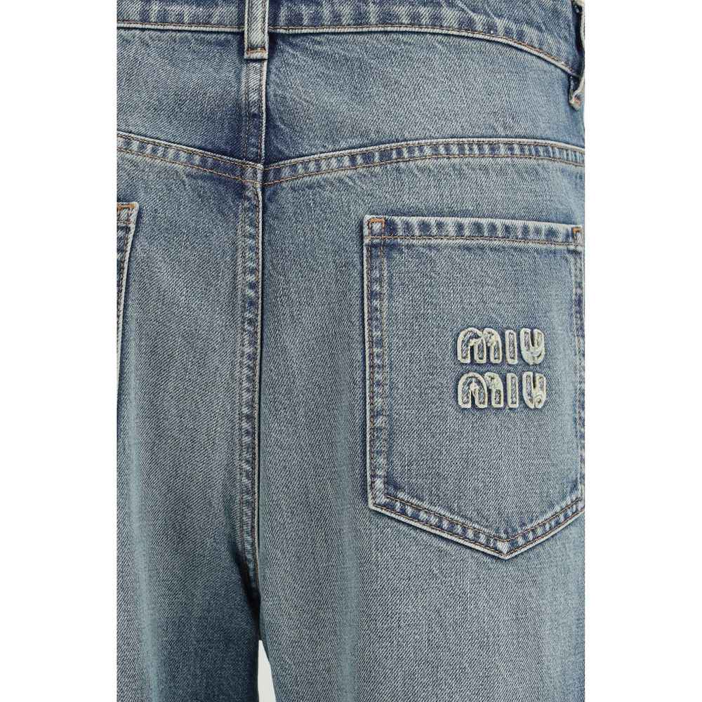 Miu Miu Blue Cotton Straight-Leg Jeans