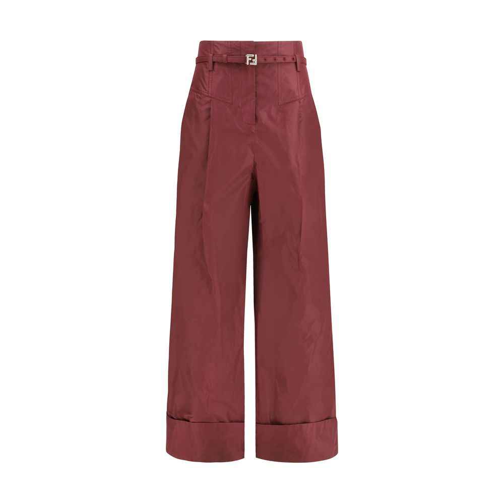 Fendi Bordeaux Silk Casual Pants
