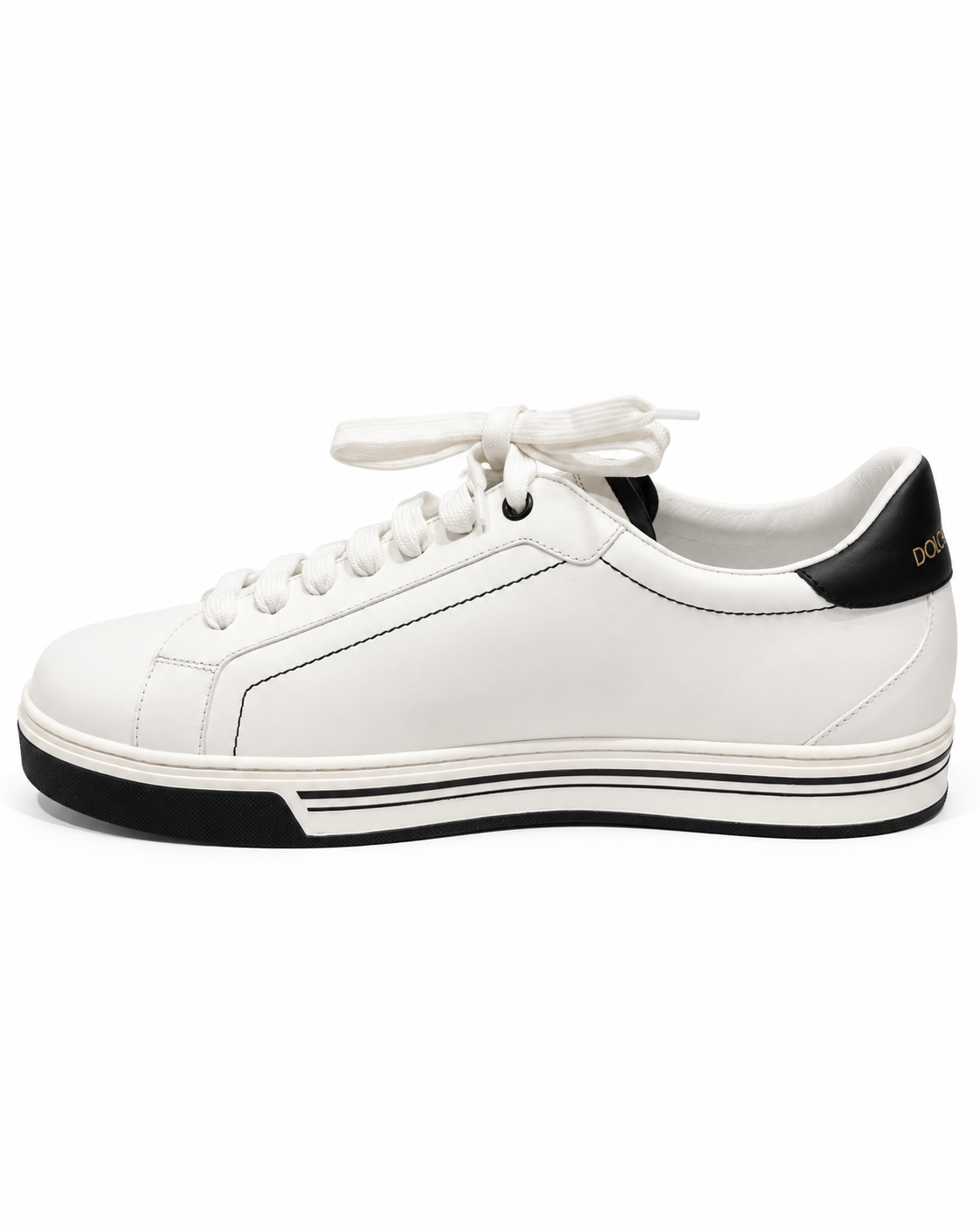 Dolce & Gabbana Portofino Leather Sneakers – White & Black