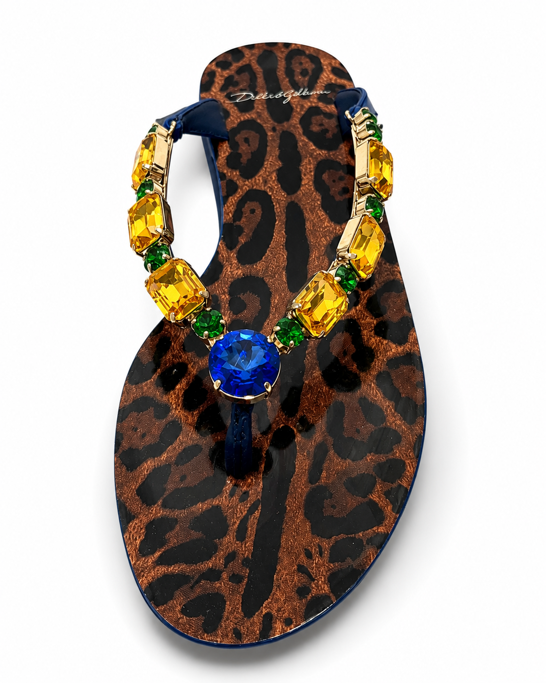 Dolce & Gabbana Crystal-Embellished Leopard Print Flip Flops
