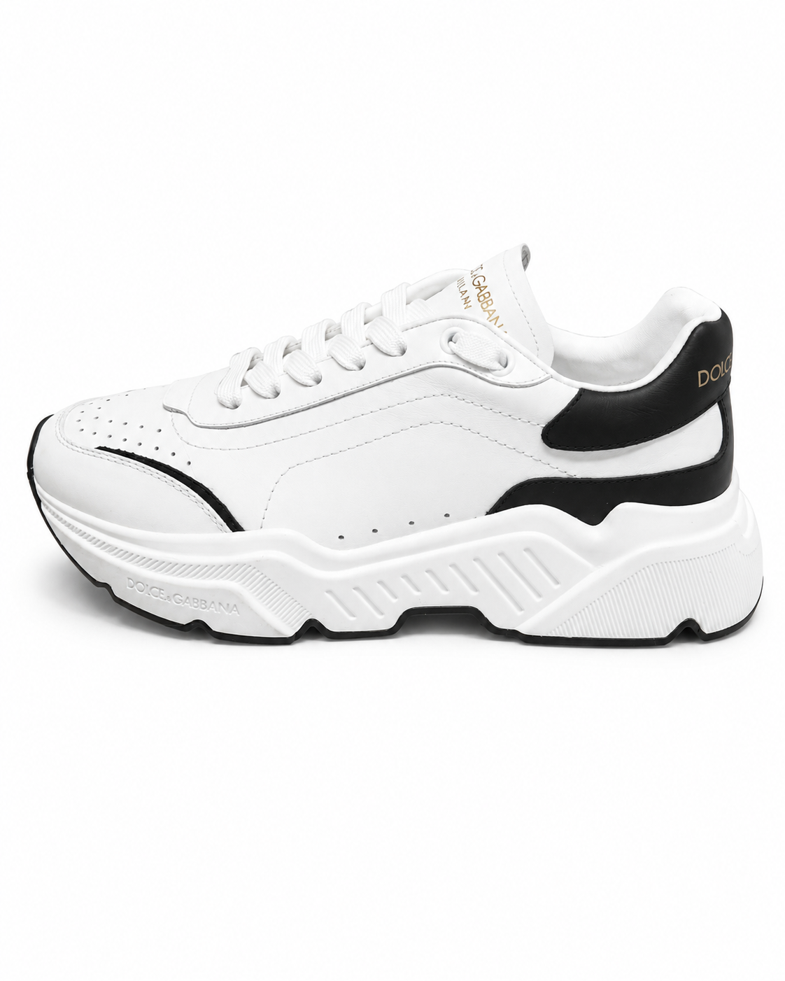 Dolce & Gabbana Daymaster Leather Platform Sneakers – White & Black