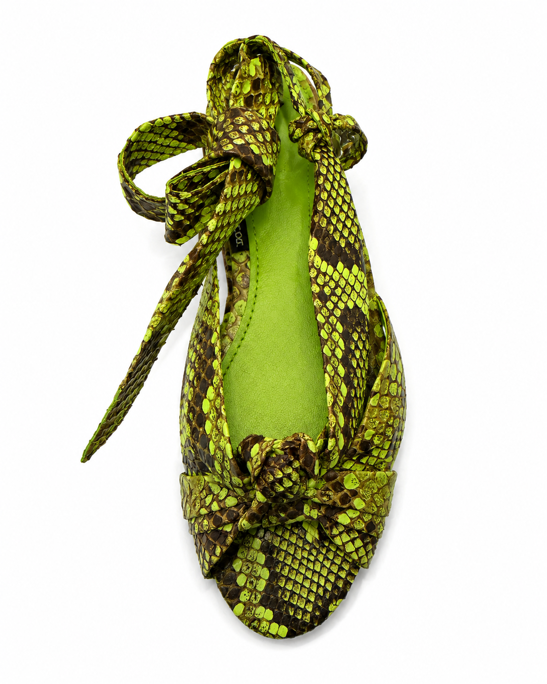 Dolce & Gabbana Python Print Lace-Up Flat Sandals – Green