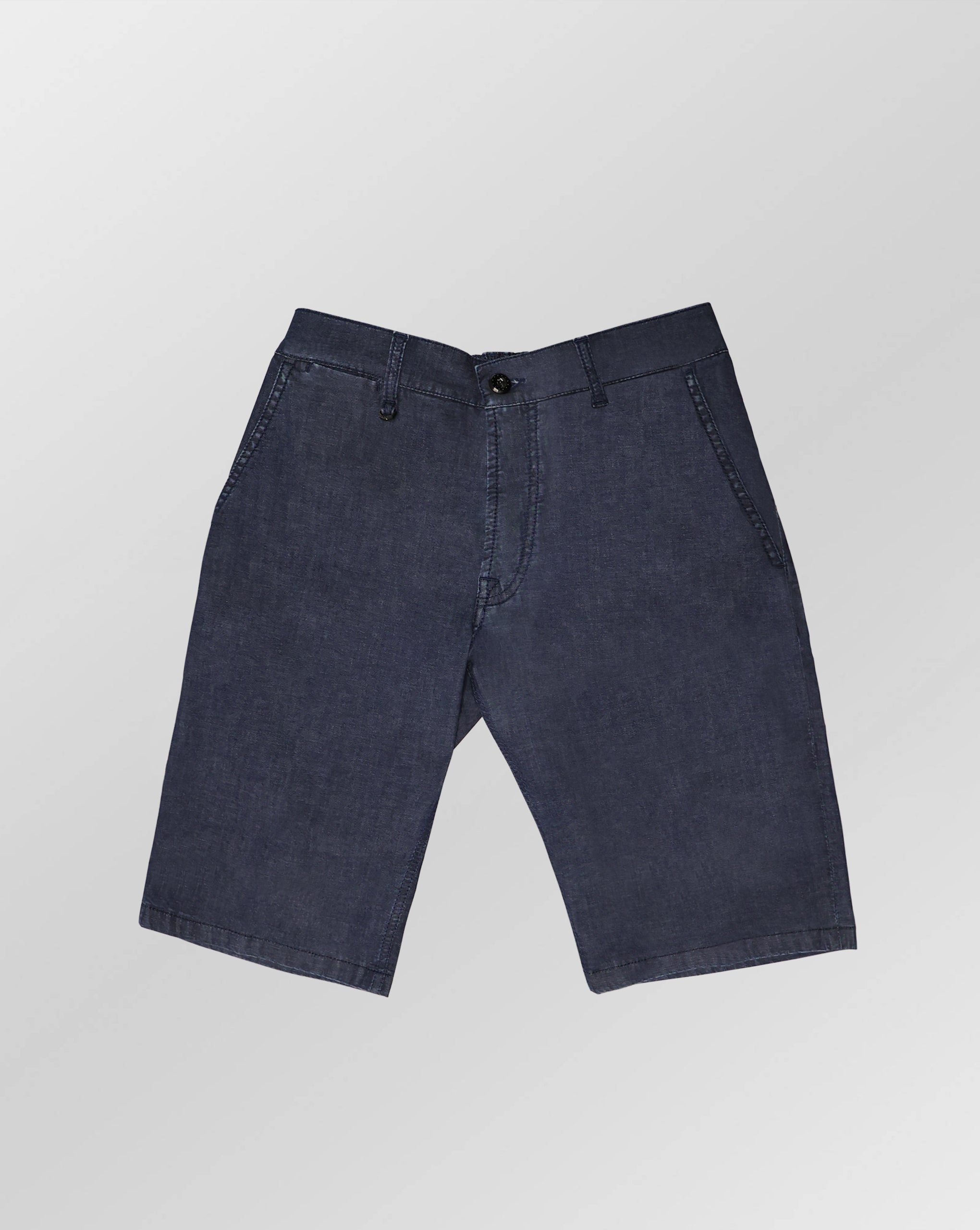 Stefano Ricci Elastic Waist Denim Shorts – Light Wash Comfort Fit Luxury Denim