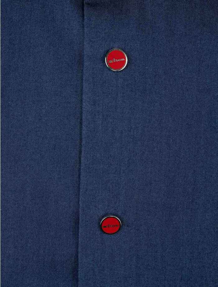 Kiton Blue Denim Shirt with Red Button Details