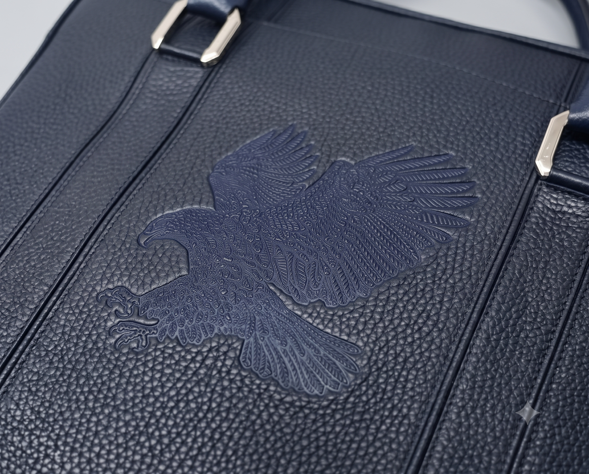 Stefano Ricci Grained Calf Leather Shopper Tote Bag | Navy