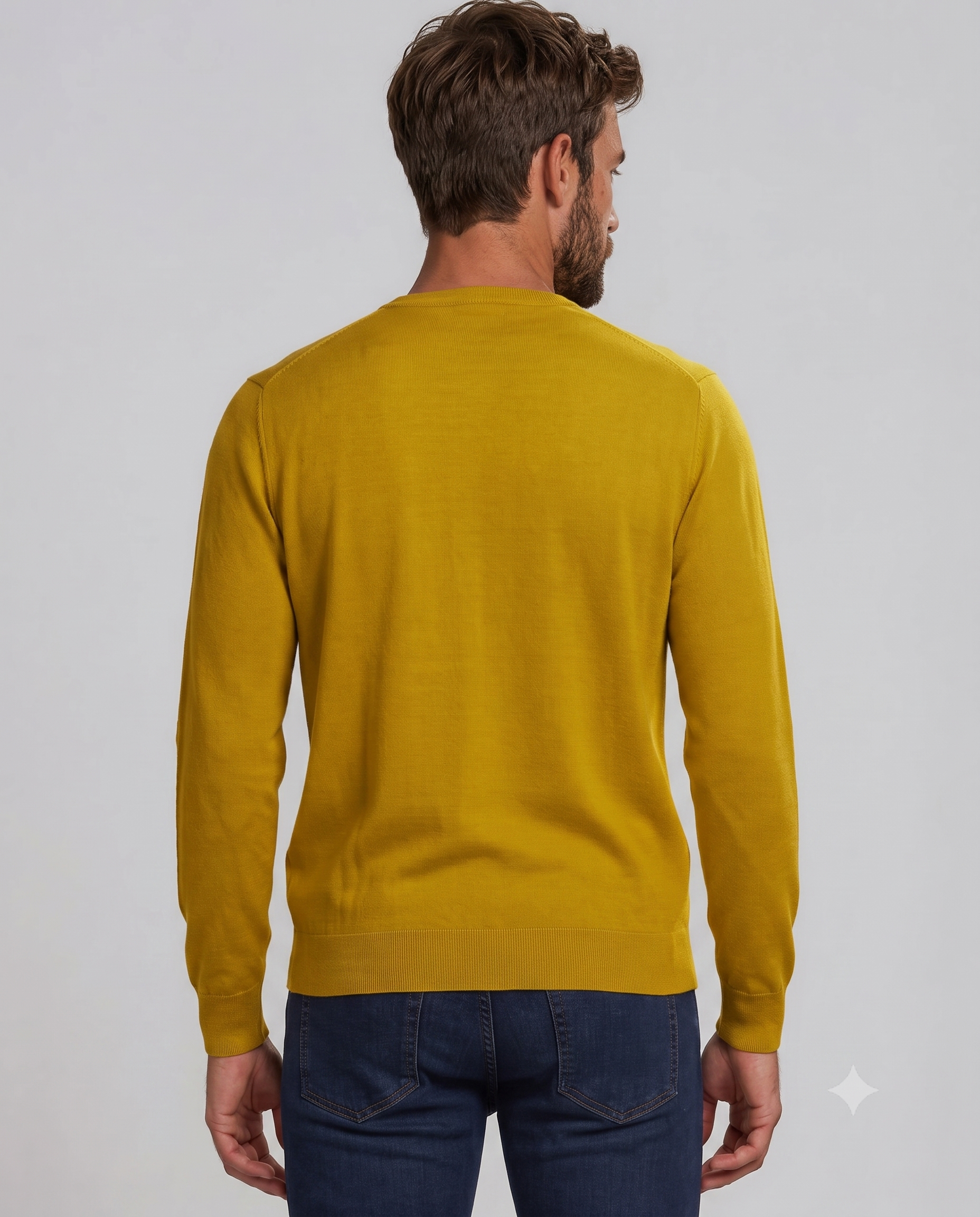 Stefano Ricci Silk Wool Long Sleeve Crew Neck Sweater | Yellow