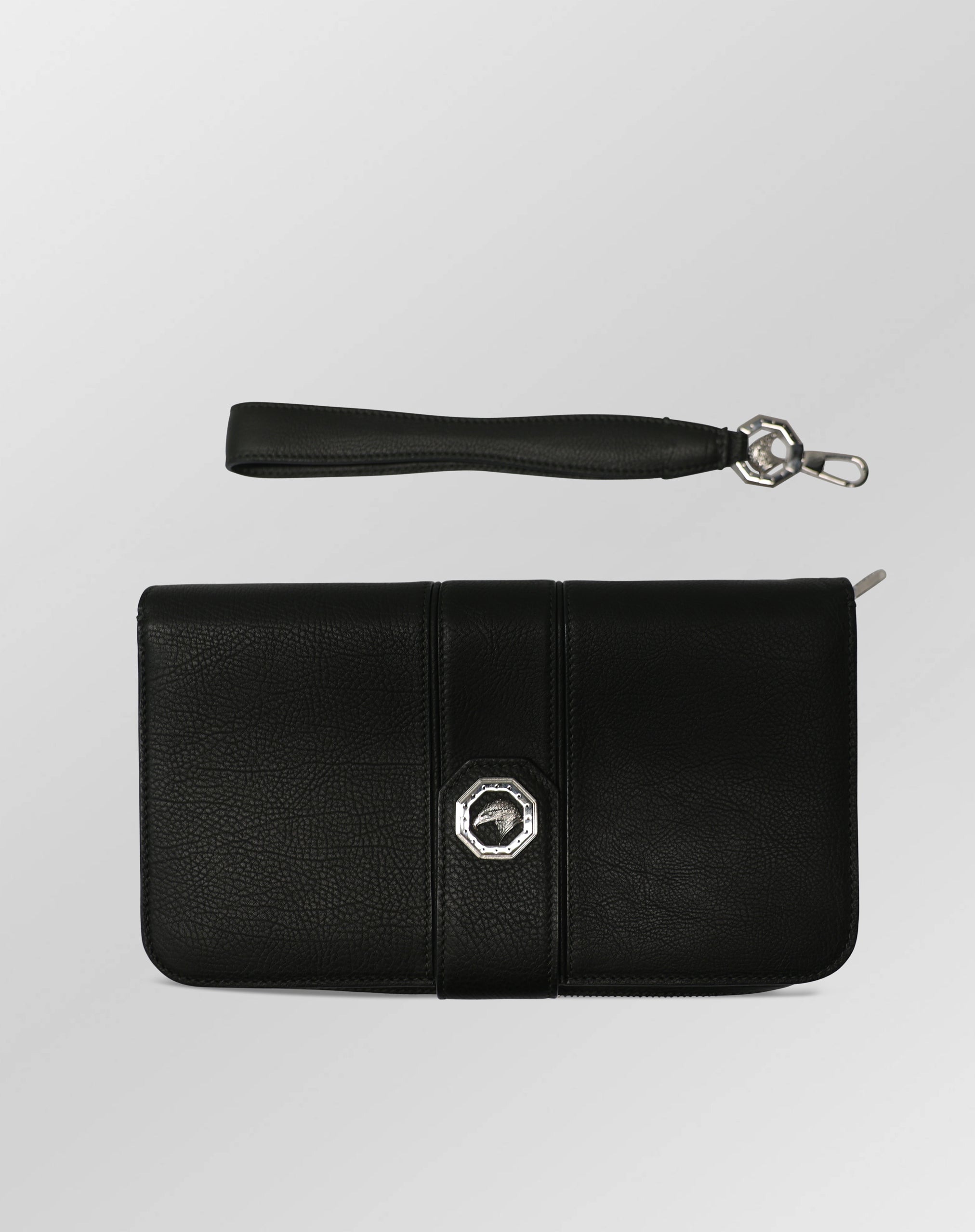 Stefano Ricci Black Textured Leather Continental Wallet Clutch for Men