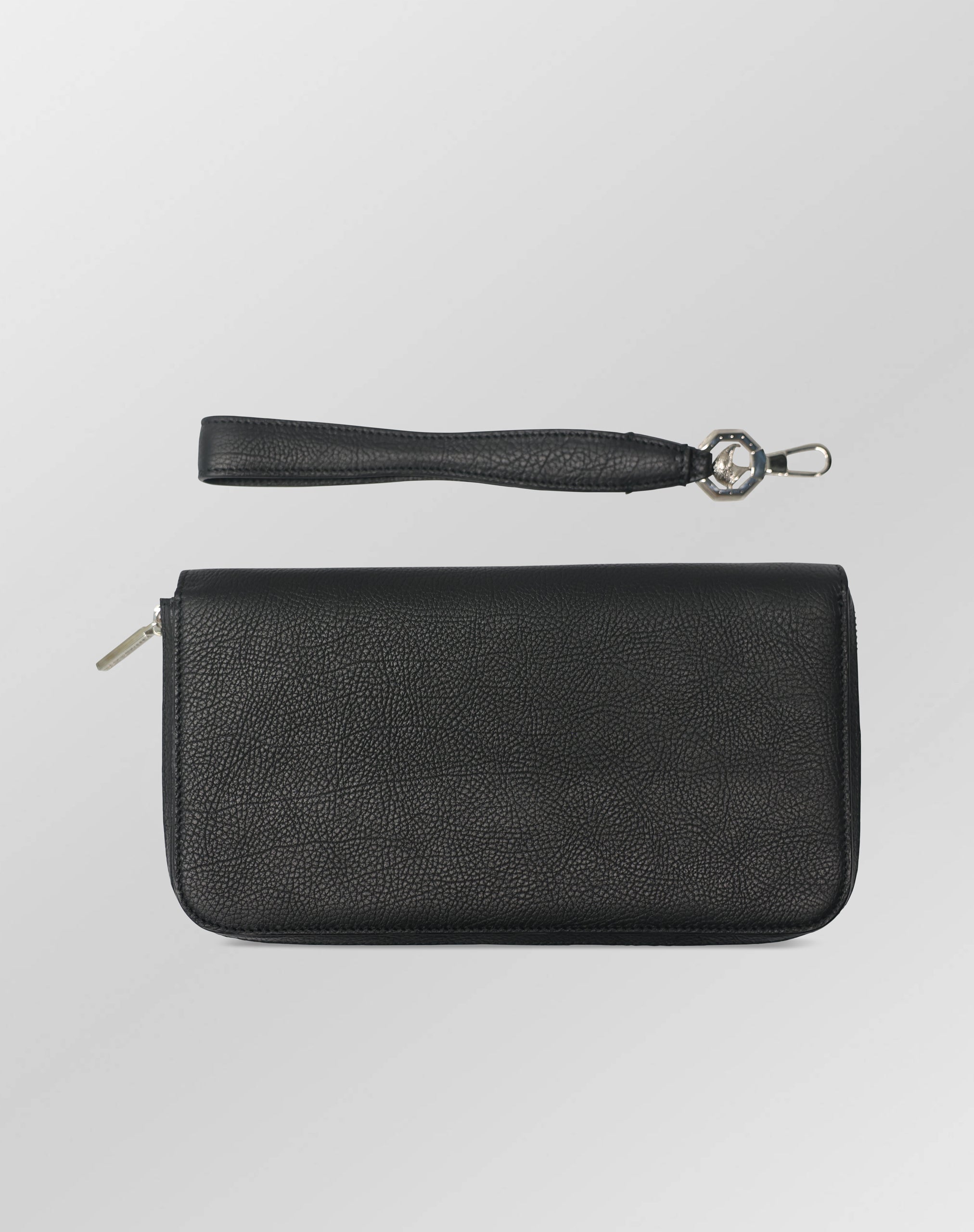 Stefano Ricci Black Grained Leather Continental Wallet Clutch with Detachable Handle