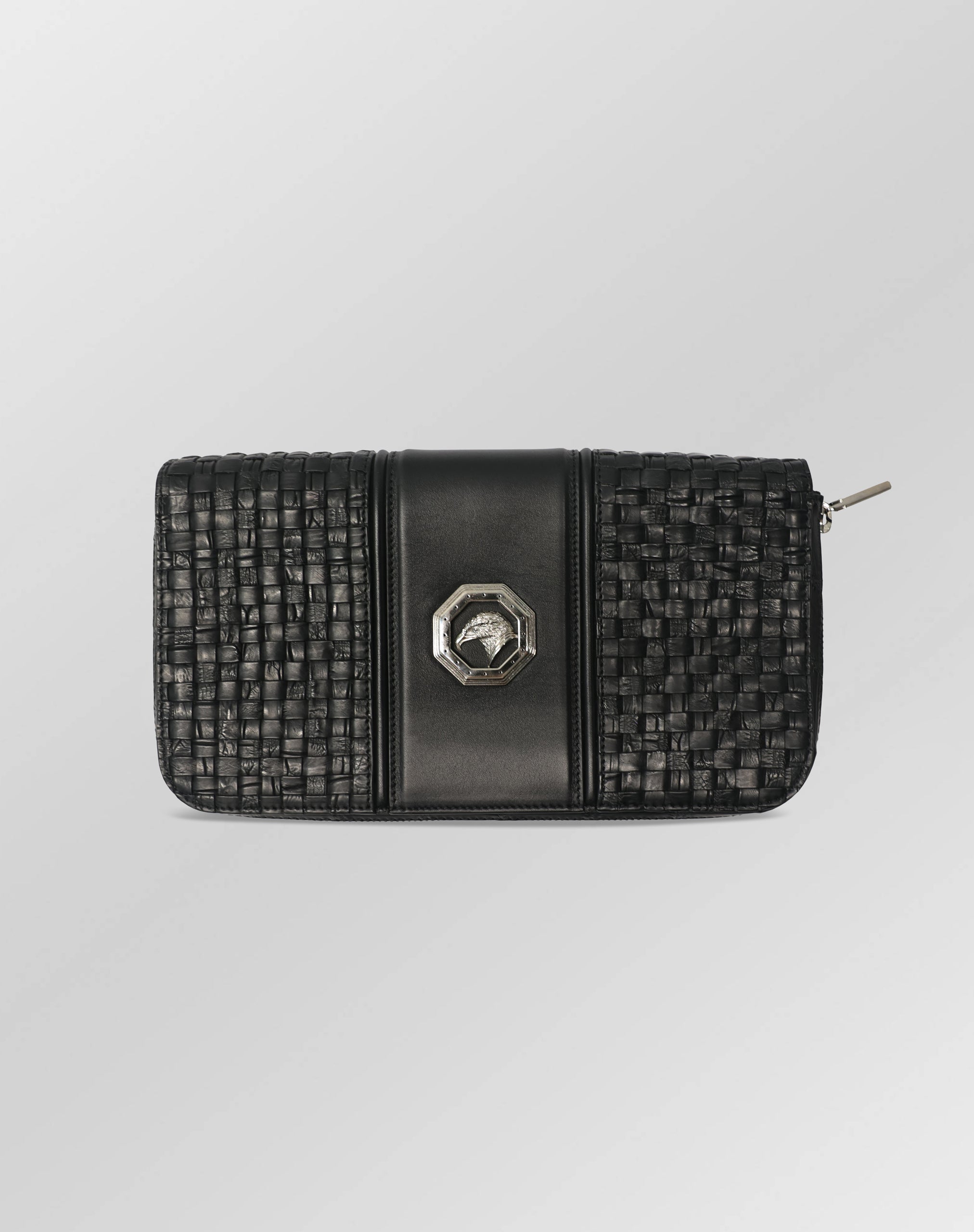 Stefano Ricci Woven & Crocodile Leather Travel Pouch with Detachable Wrist Strap