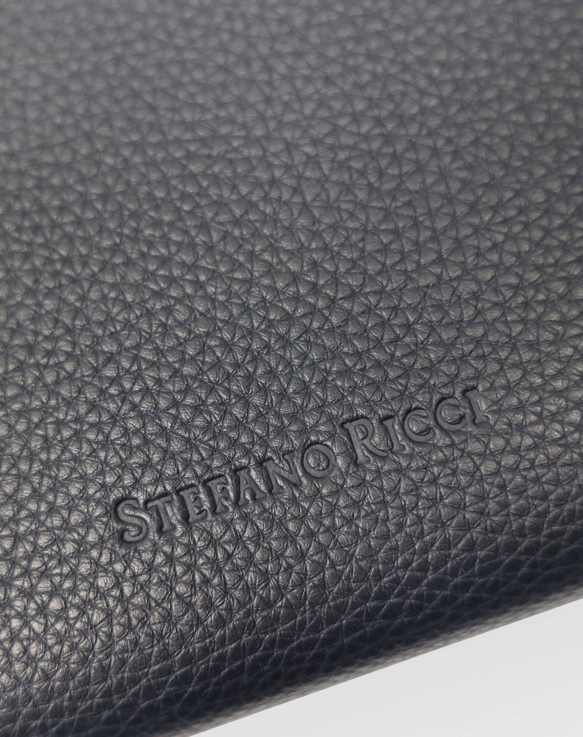Stefano Ricci Black Grained Leather Zip Portfolio Case with Woven Detail