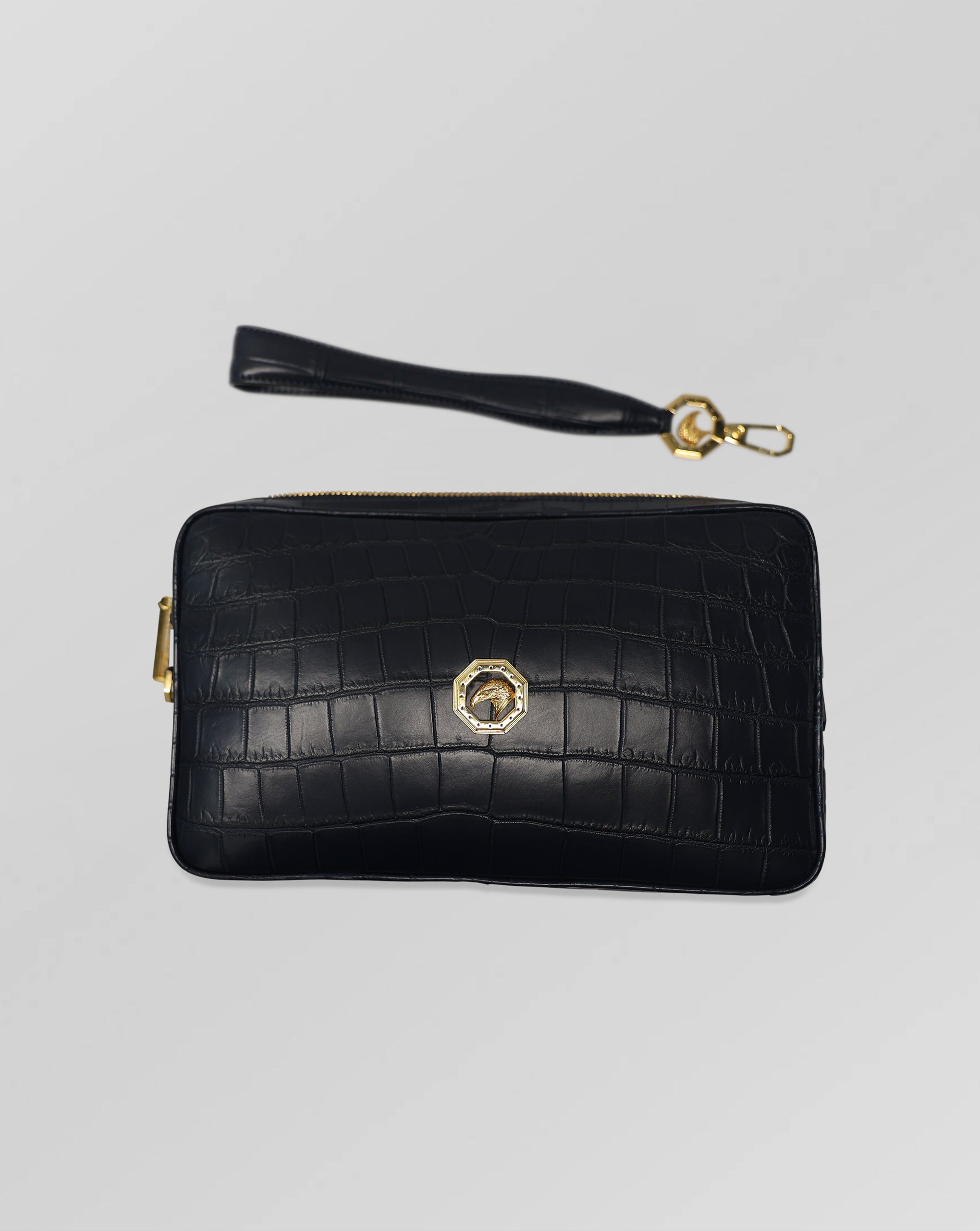 Stefano Ricci Crocodile Leather Zip Travel Clutch Organizer