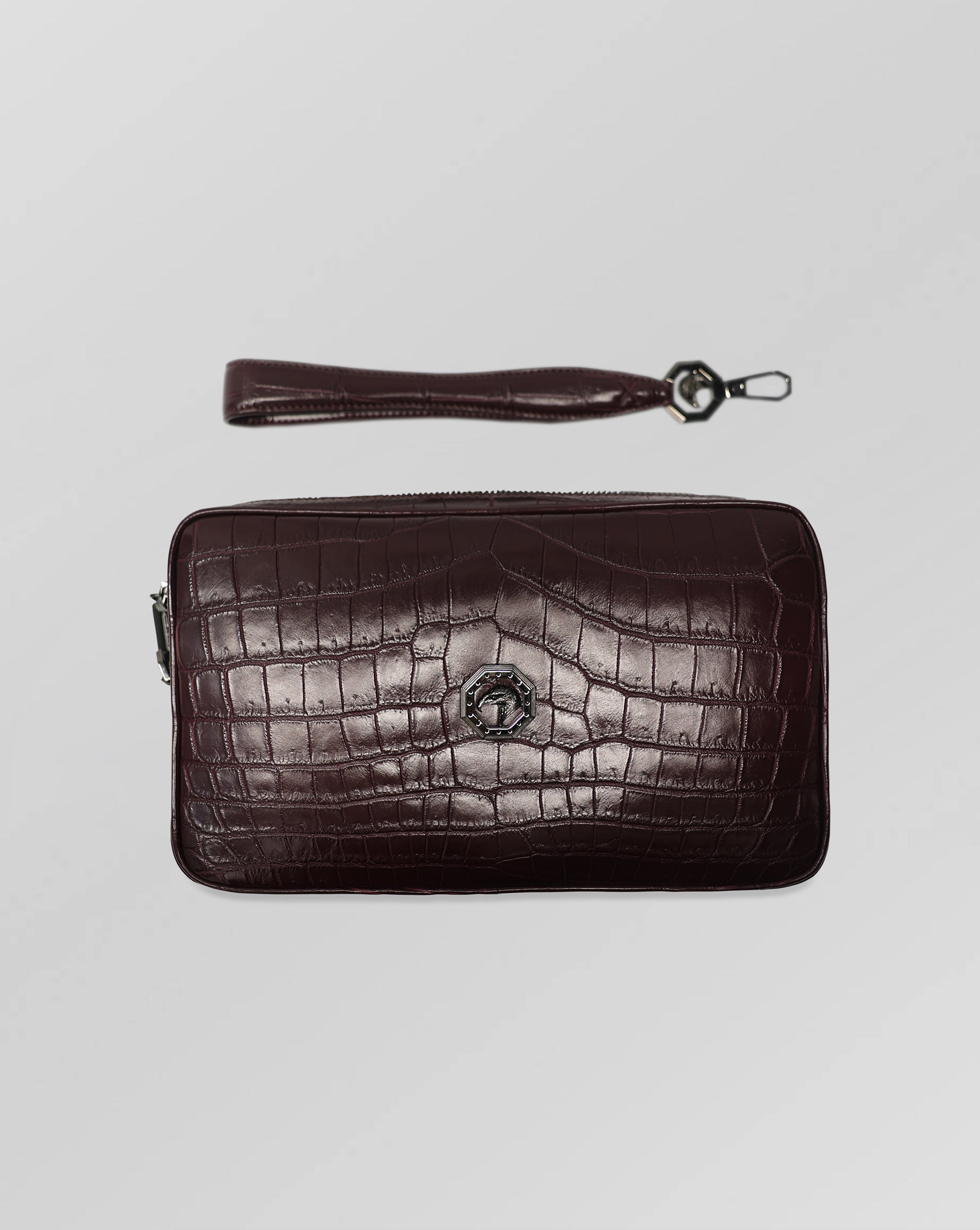Stefano Ricci Crocodile Leather Zip Travel Clutch Organizer
