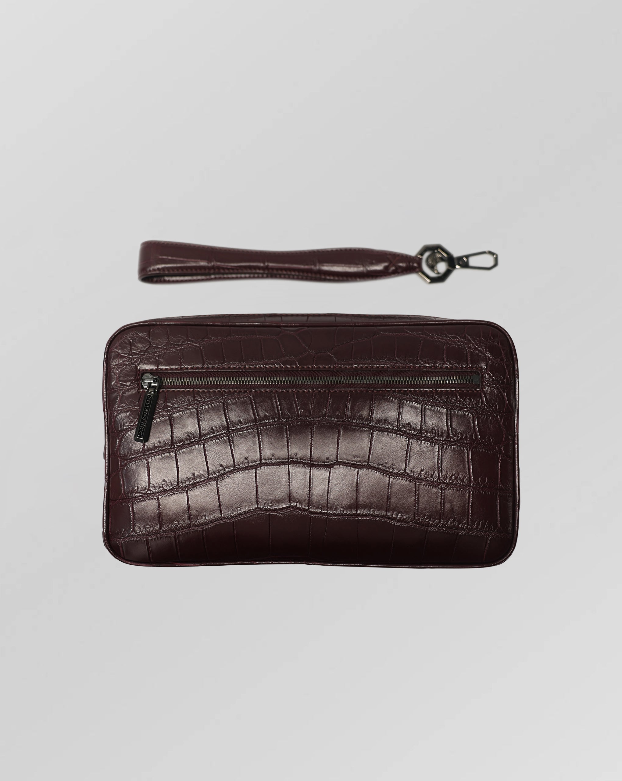 Stefano Ricci Crocodile Leather Zip Travel Clutch Organizer